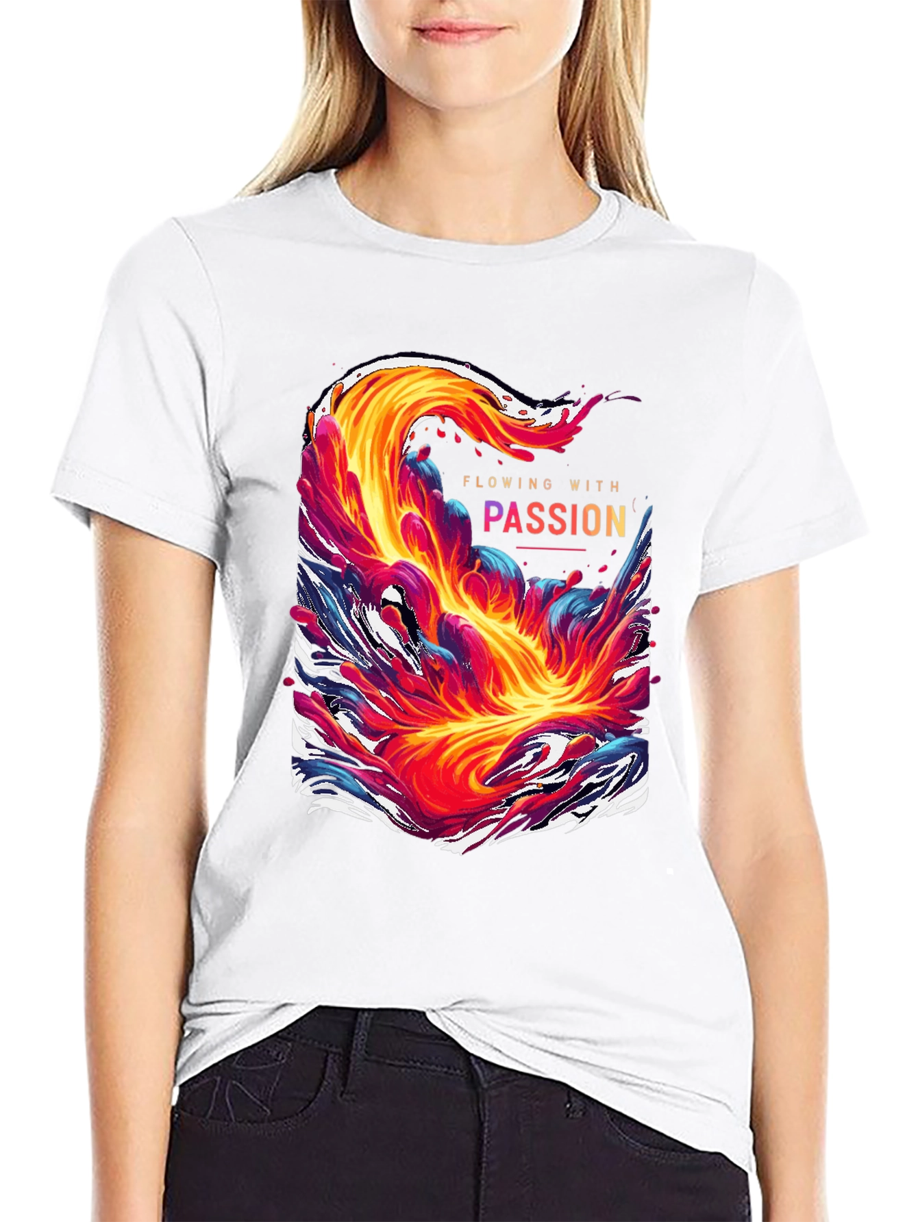 Black Flowing With Passion Graphic Tee - Unique Men's T-Shirt view 9
