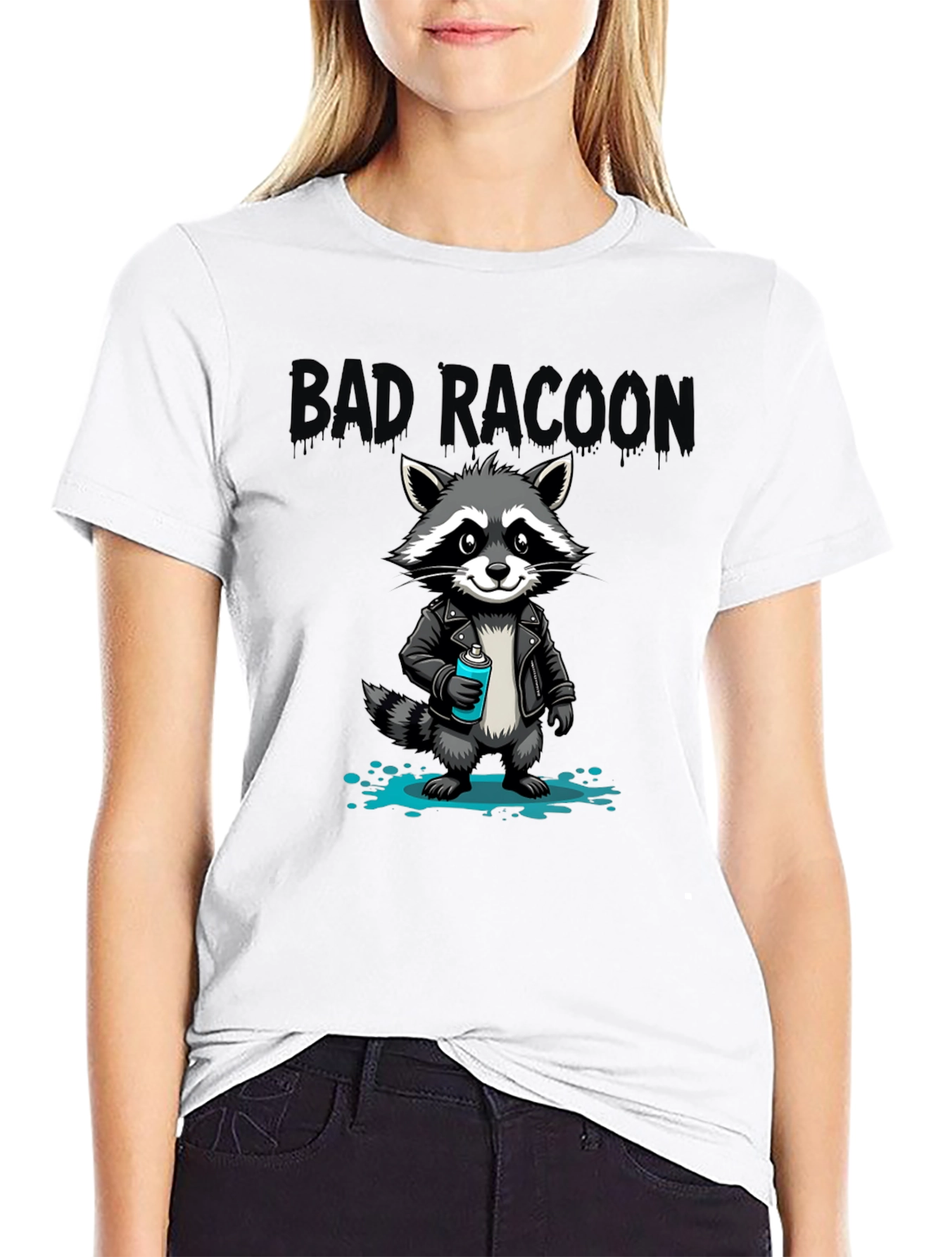 Black Bad Raccoon Graphic T-Shirt - Cool Cartoon Design view 9