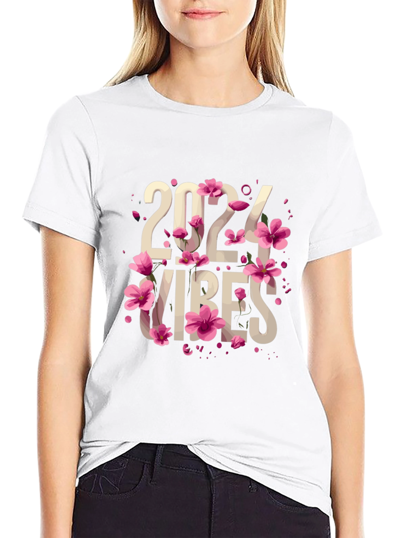 Black 2024 Vibes Floral T-Shirt view 9