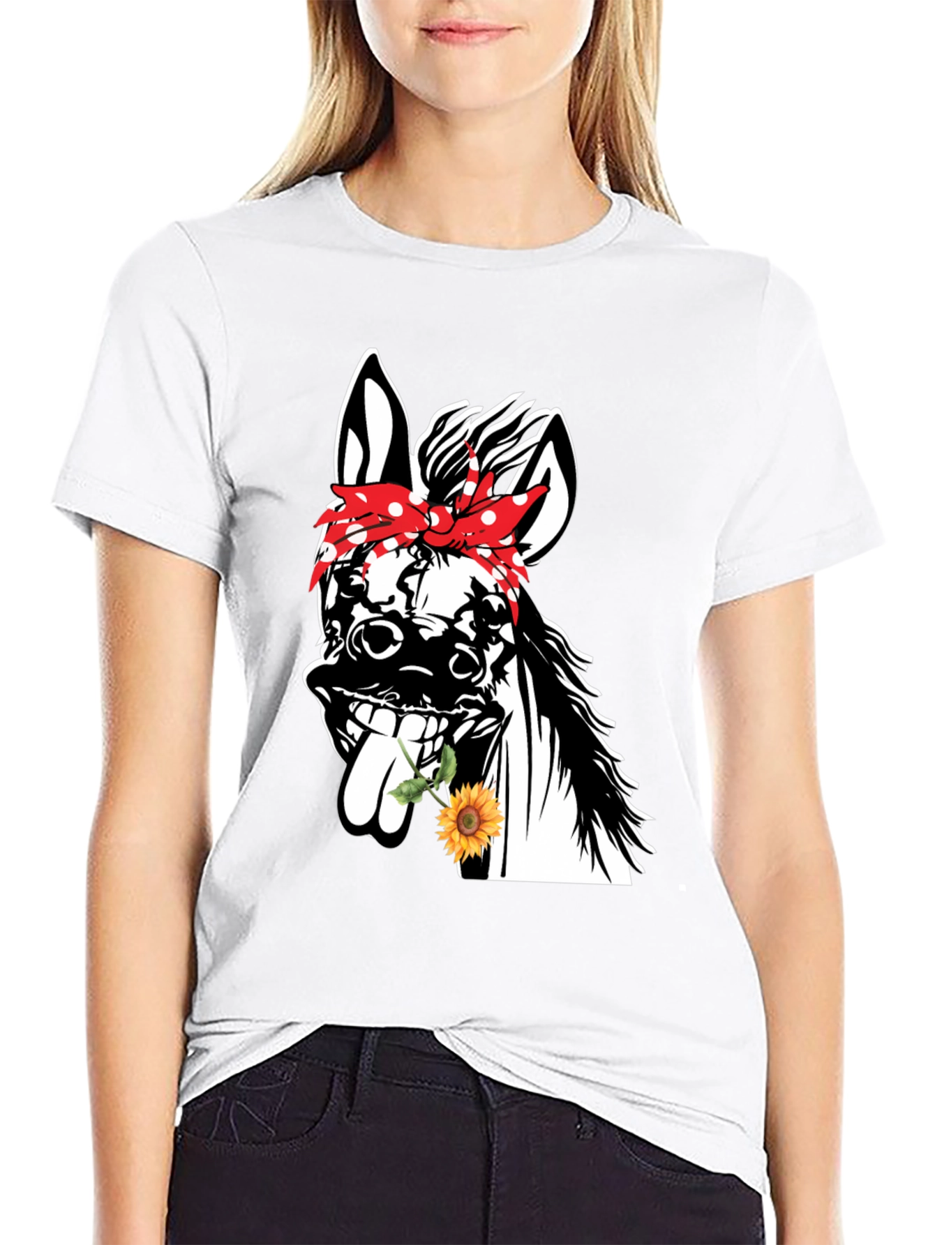 Black Funny Donkey Sunflower T-Shirt view 9