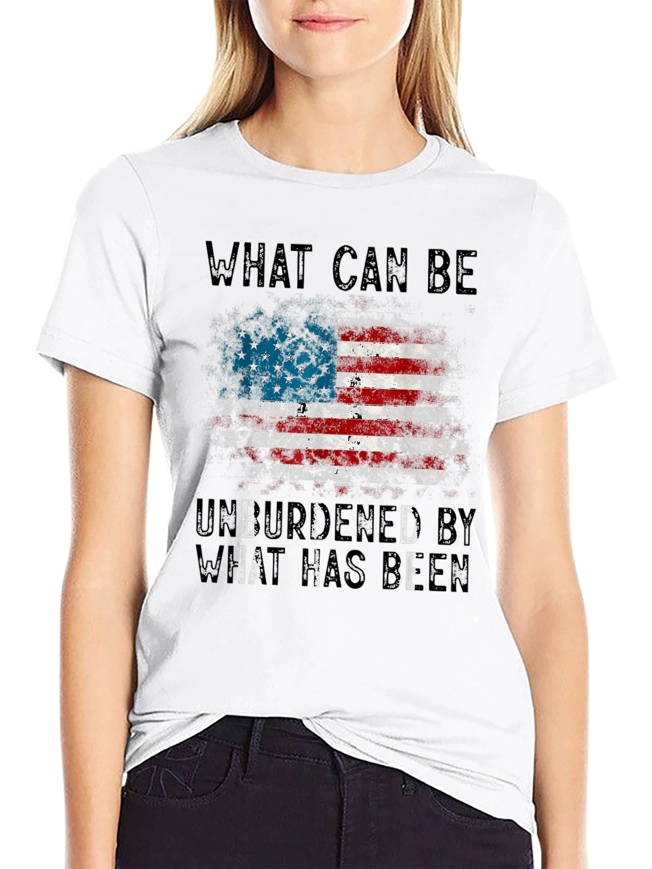 Black Patriotic T-Shirt - "What Can Be" American Flag Graphic view 9