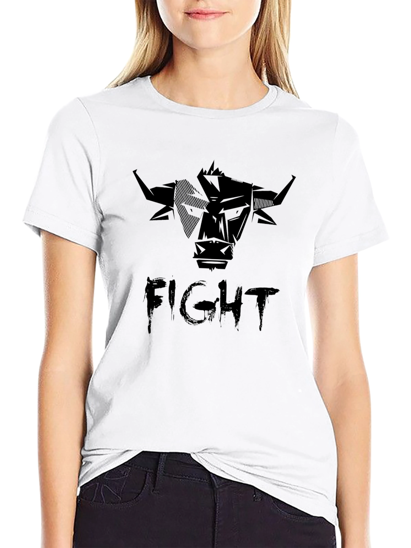 Men's Black Fight Bull Graphic Tee - 9