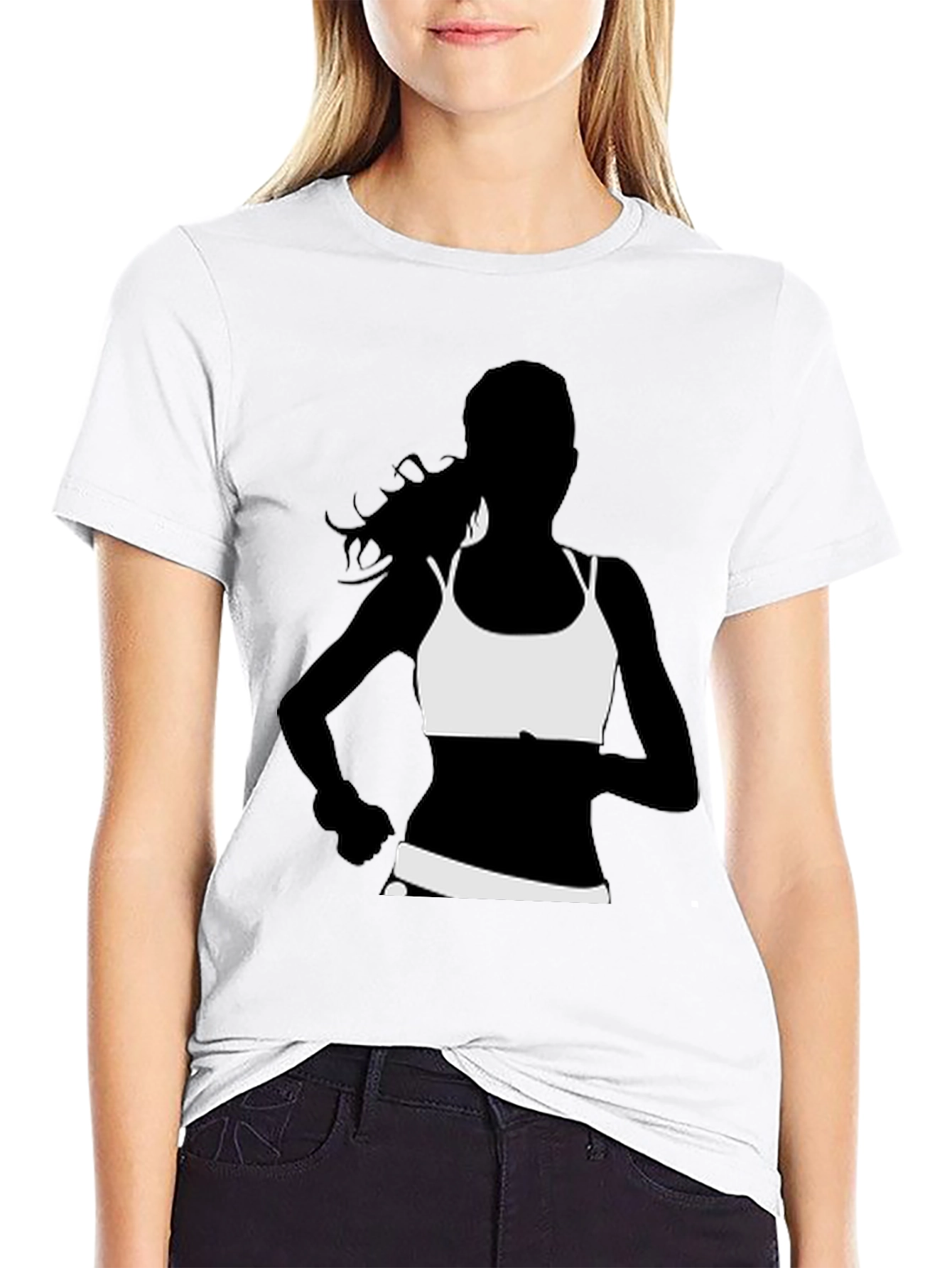 Black Running Woman Graphic Tee - Black view 9