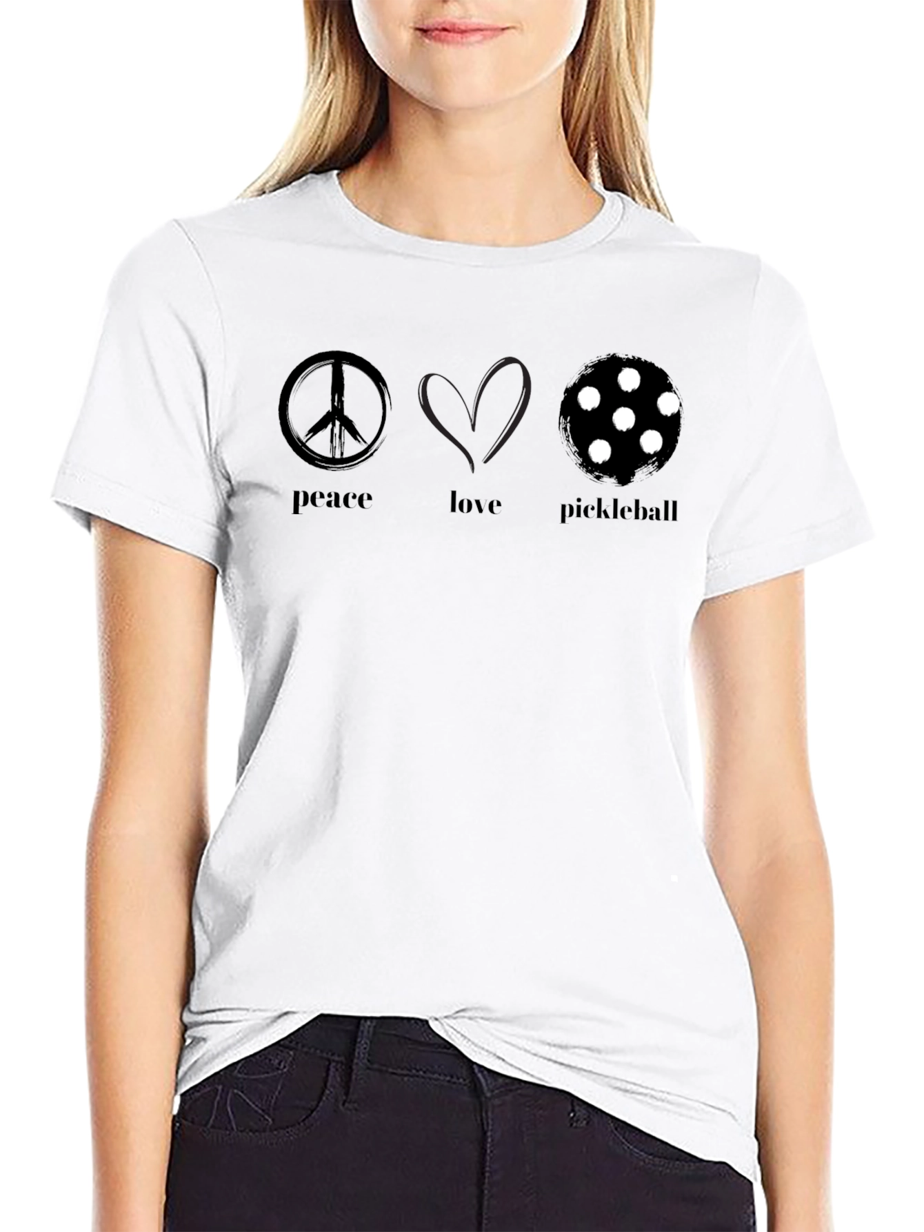 Black Peace Love Pickleball T-Shirt - Stylish & Comfortable view 9