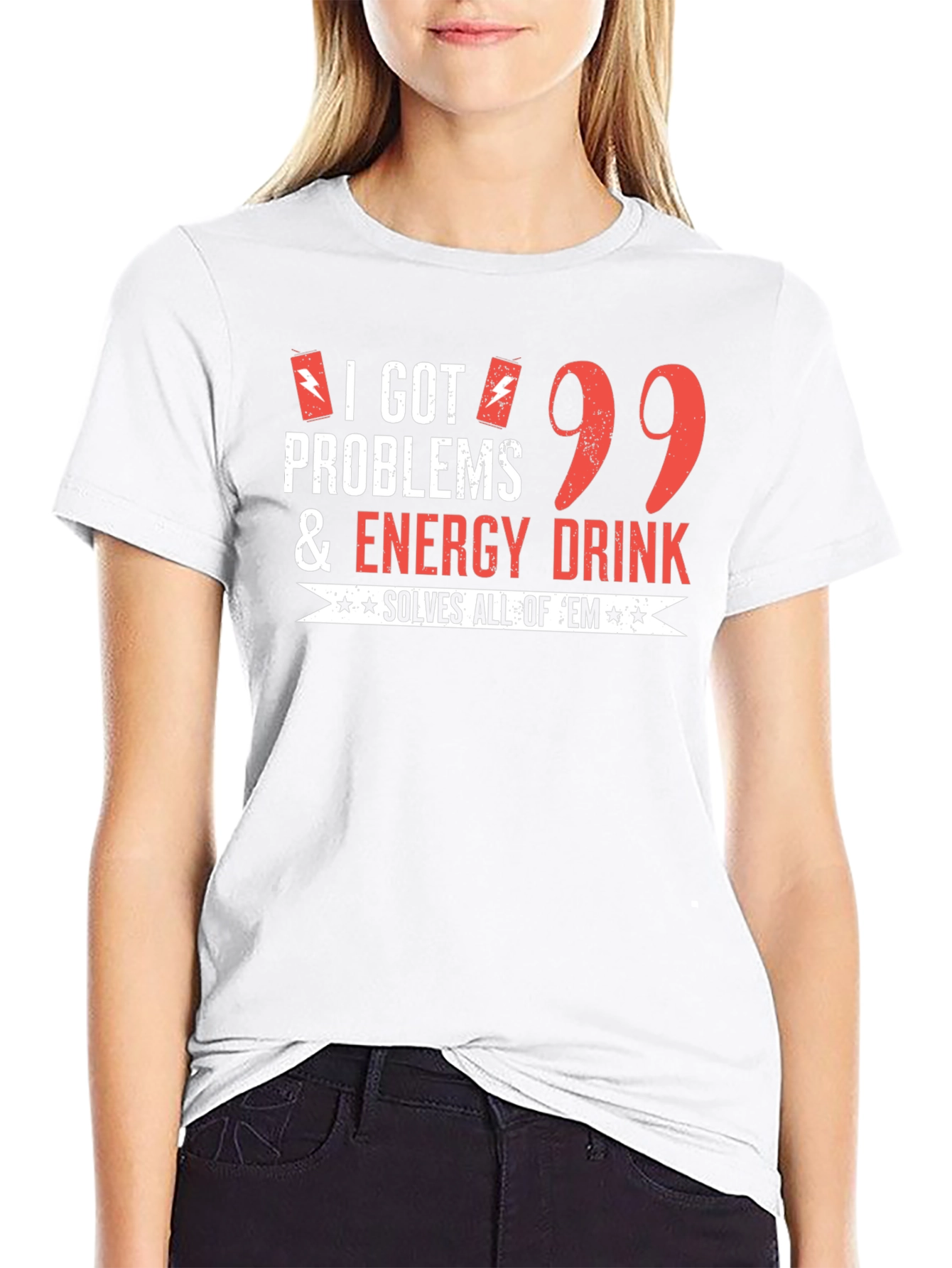 Black Funny Energy Drink T-Shirt: 99 Problems Solved view 9