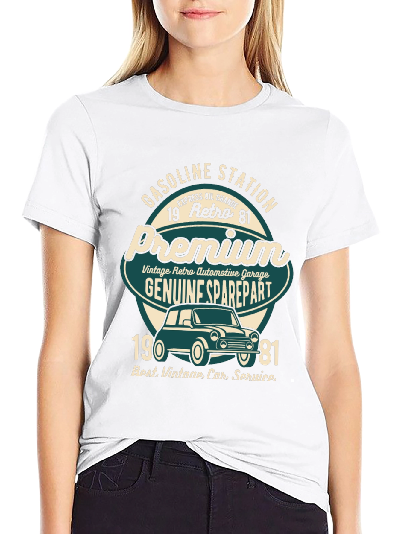 Black Vintage Retro Car T-Shirt - Gasoline Station Premium Design view 9