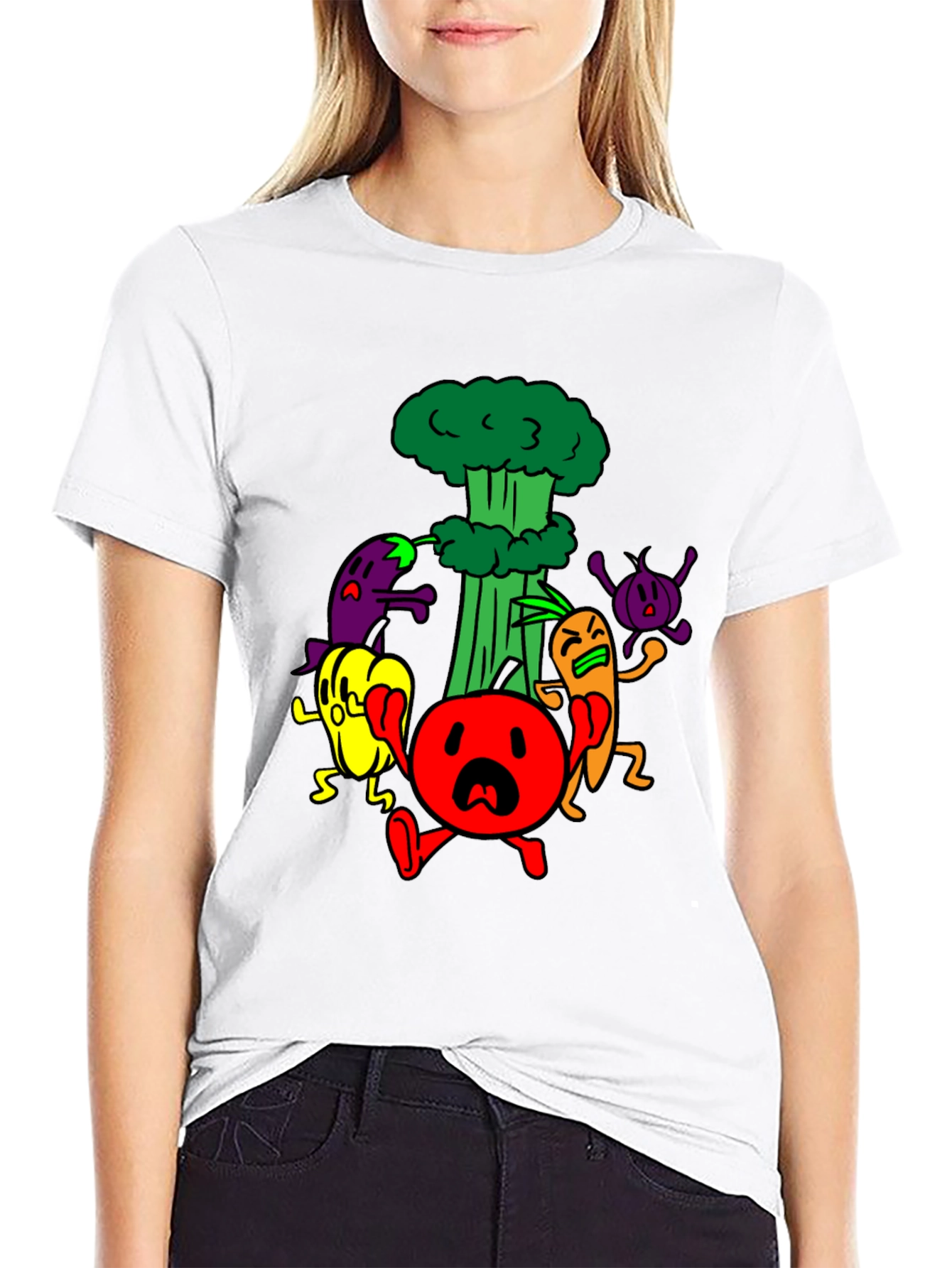 Cartoon Vegetable Panic T-Shirt - 9