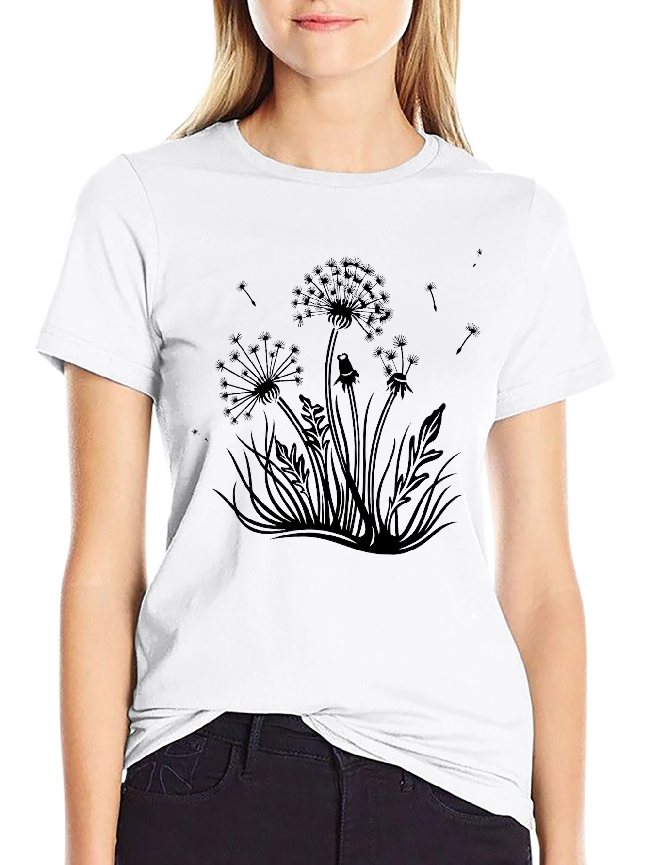 Black Dandelion Graphic Black T-Shirt view 9