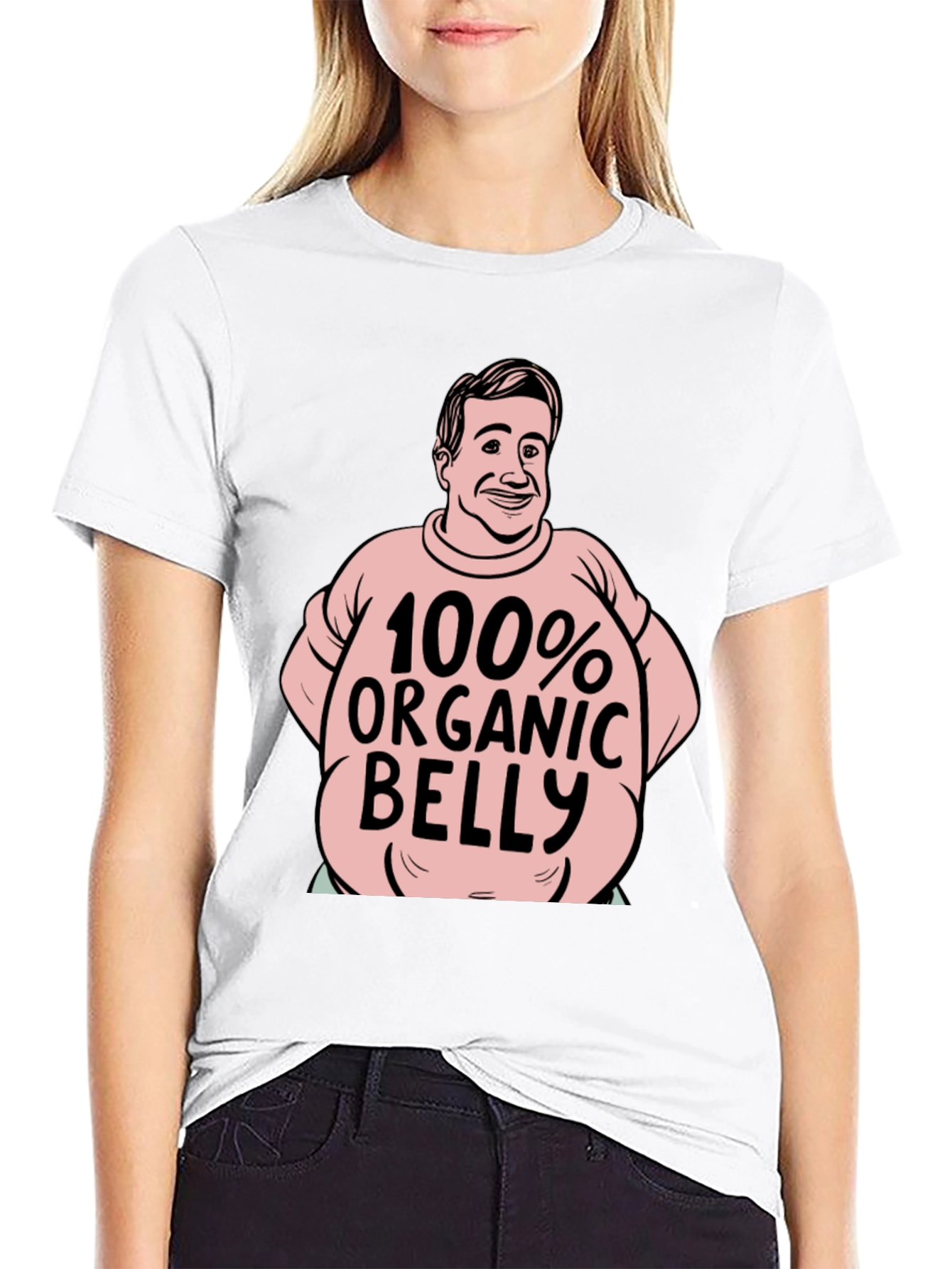 Black Organic Belly Funny T-Shirt view 9