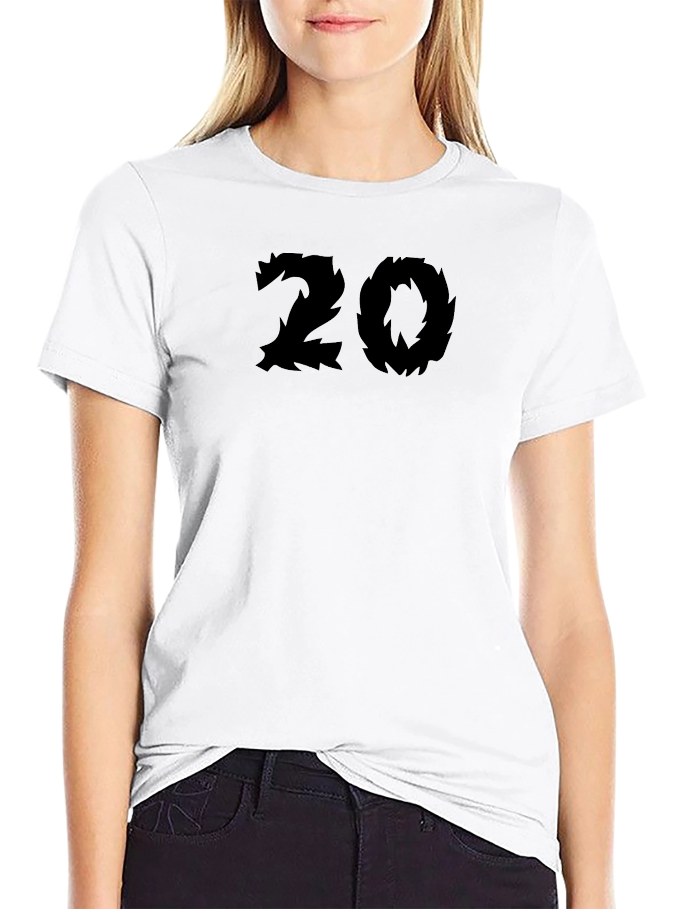 Black Edgy Number 20 Graphic Tee - Black Cotton Blend view 9