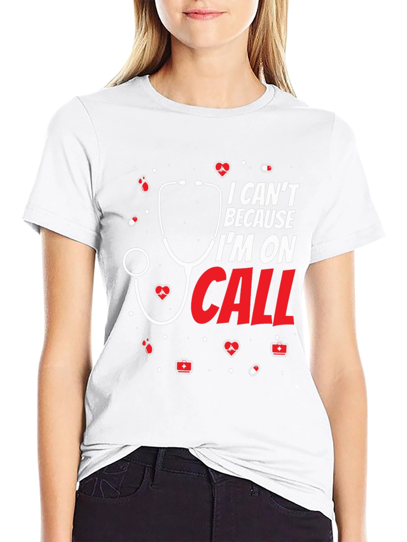 Black On Call Nurse T-Shirt - Medical Staff Apparel view 9