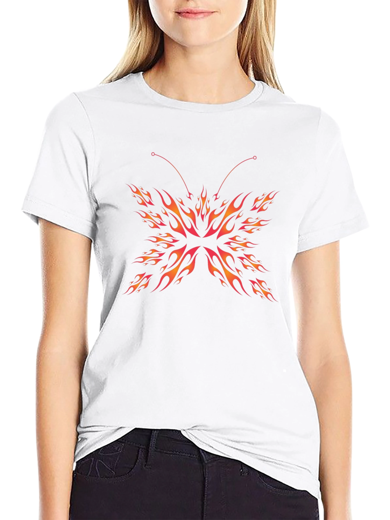Black Fiery Butterfly Graphic Tee view 9
