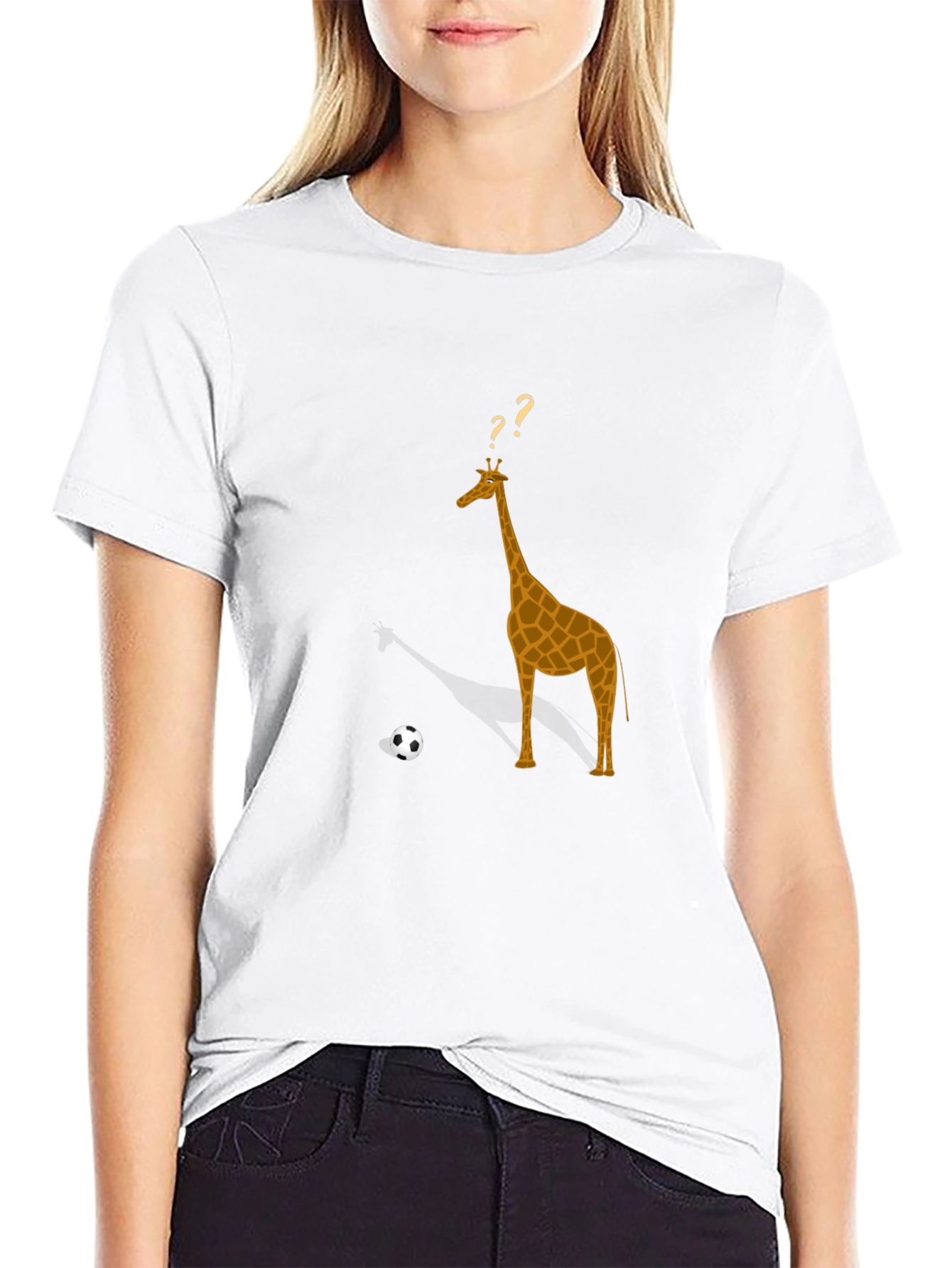 Black Giraffe Soccer T-Shirt - Black Cotton Tee view 9