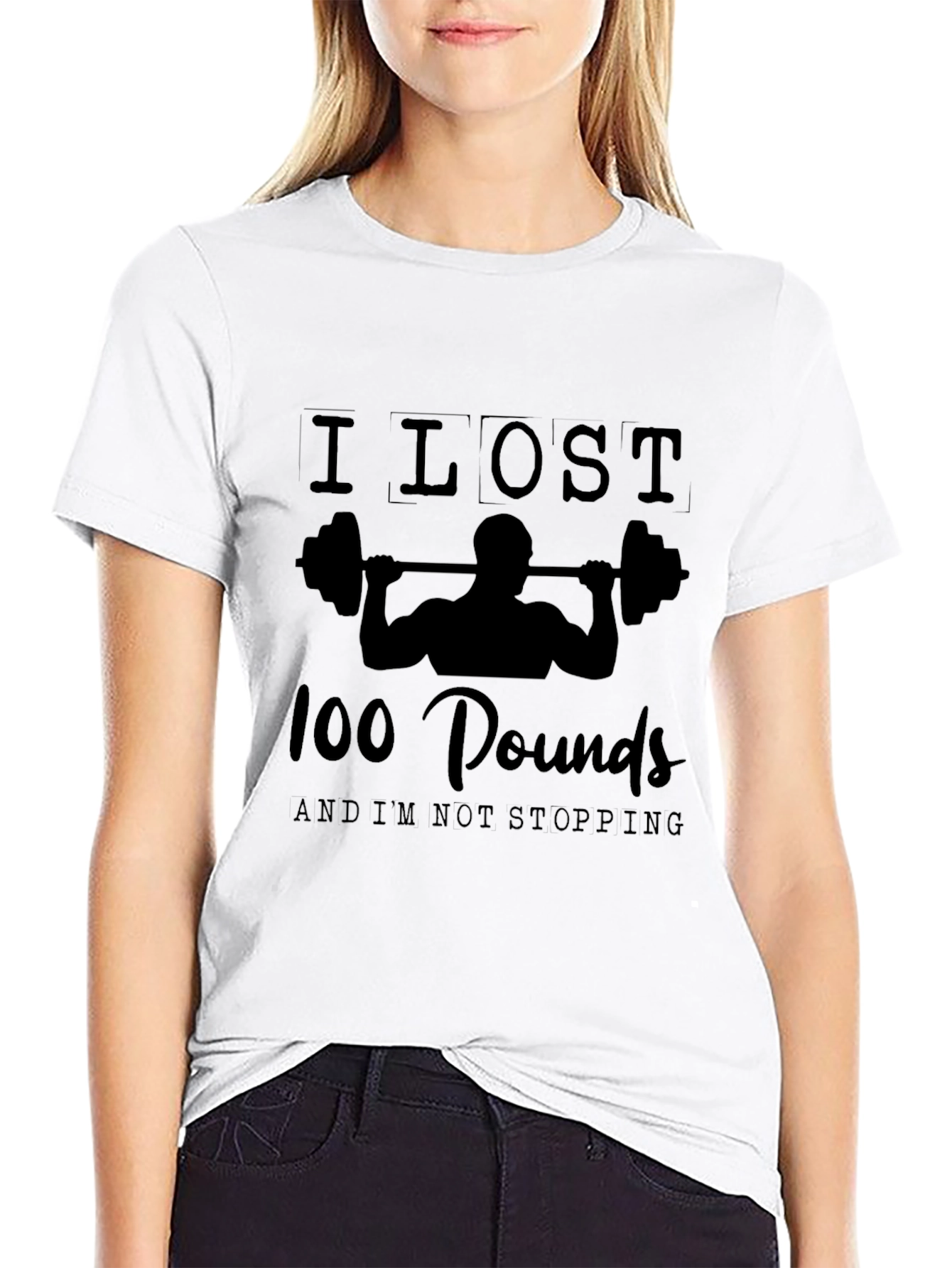 Black I Lost 100 Pounds Gym Workout Motivation T-Shirt view 9