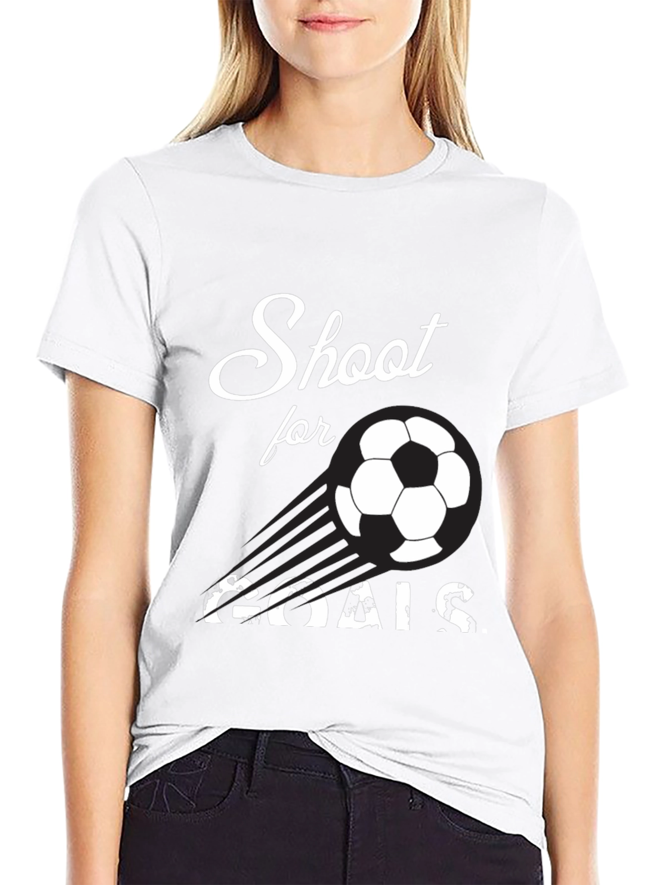 Black Shoot for Goals Soccer T-Shirt view 9