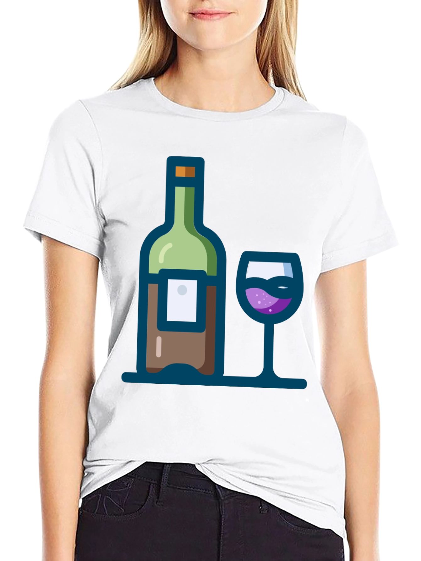 Black Wine Bottle and Glass Graphic Tee view 9