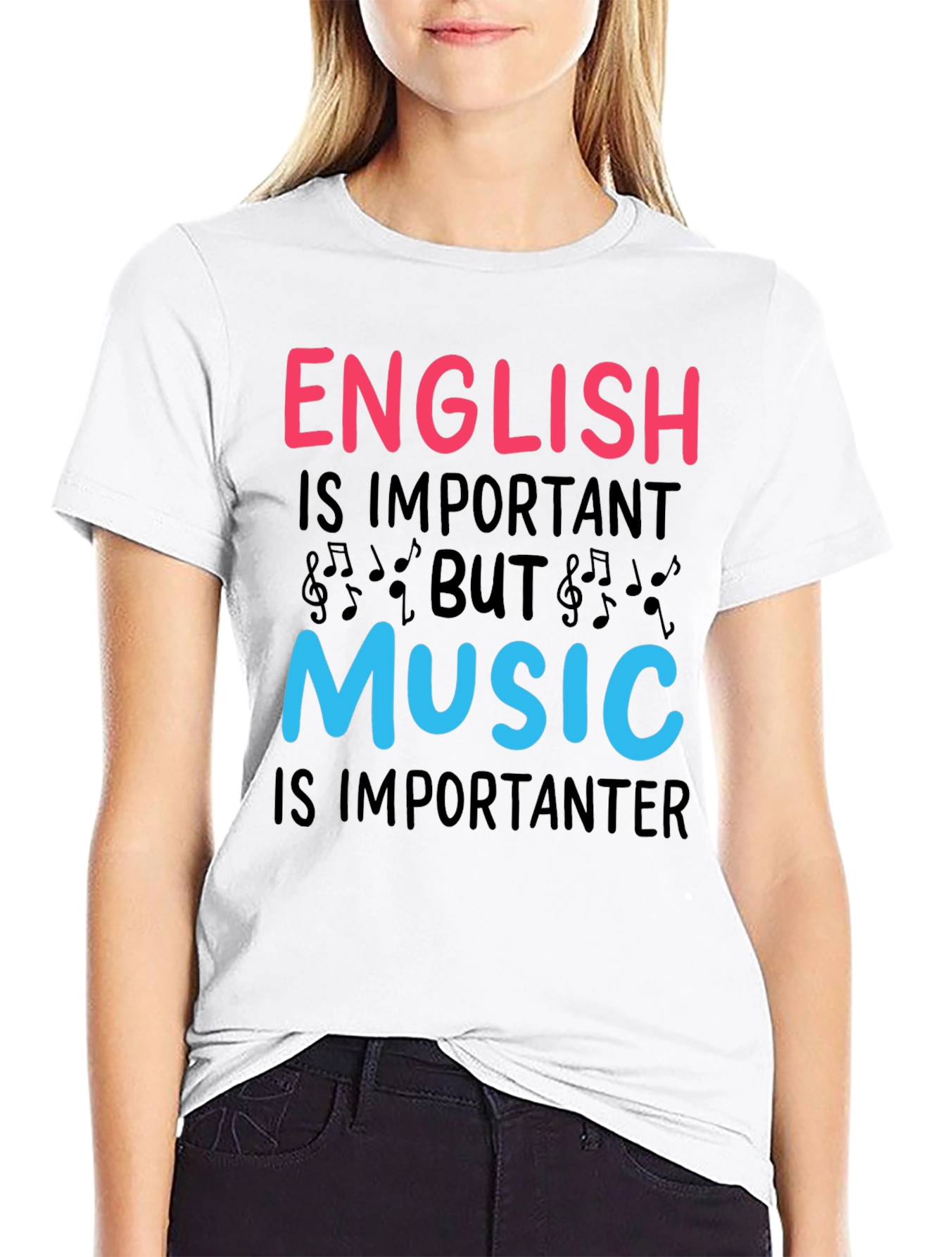 Black English vs Music T-Shirt - Importanter Funny Tee view 9