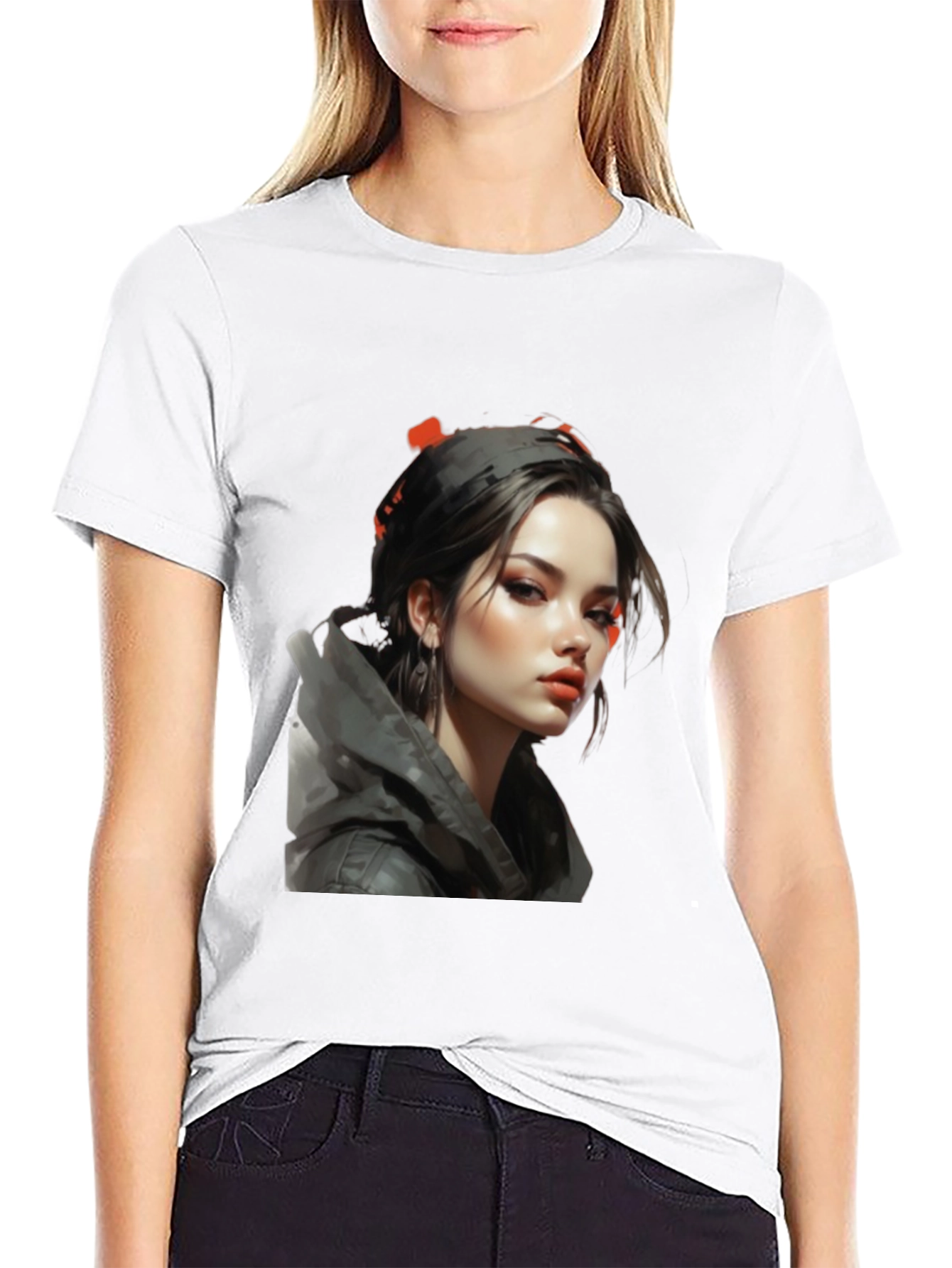 Black Girl Portrait Graphic Tee - Stylish Black T-Shirt view 9