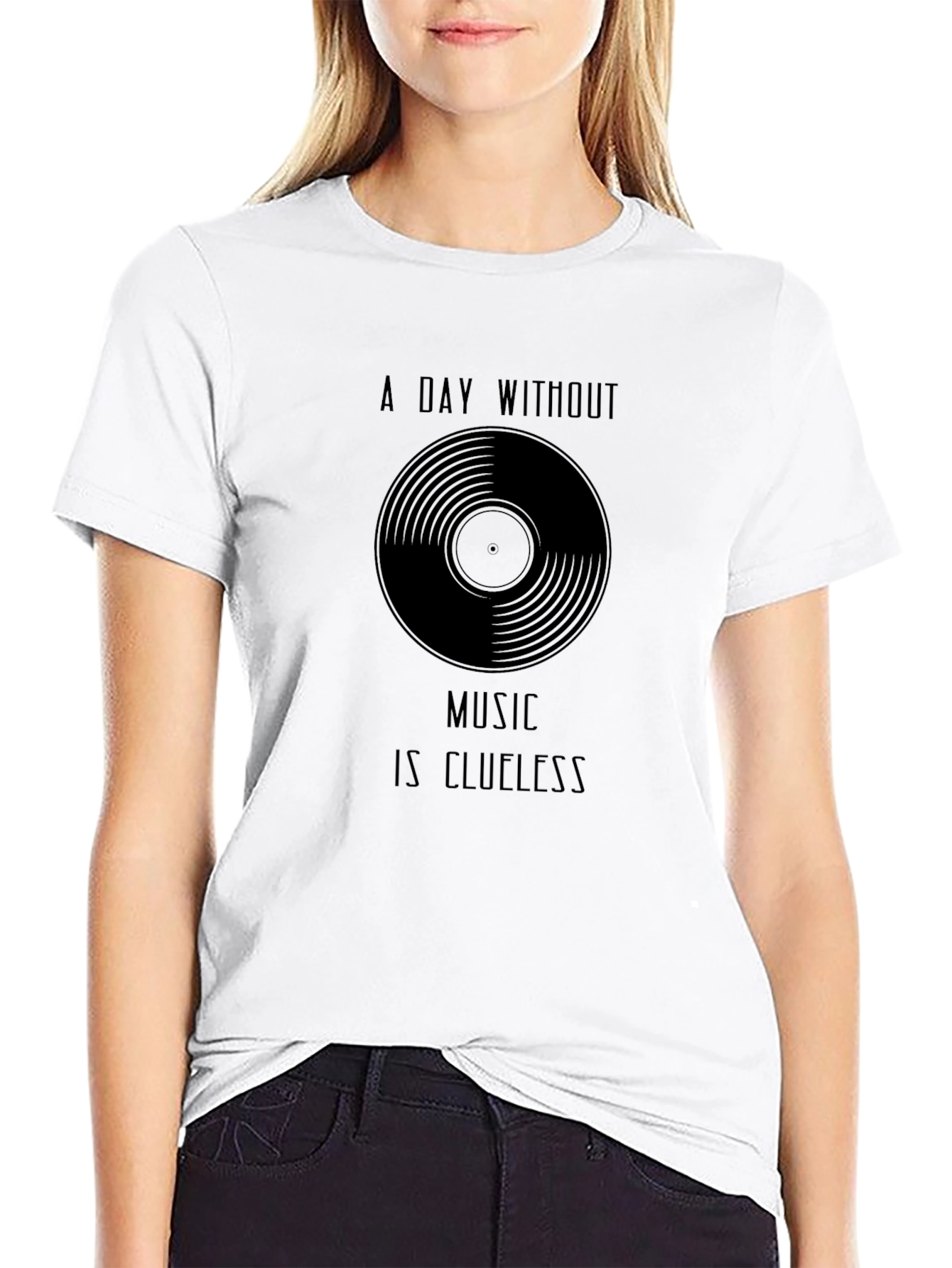 Black Music Lover's T-Shirt - A Day Without Music is Clueless  view 9