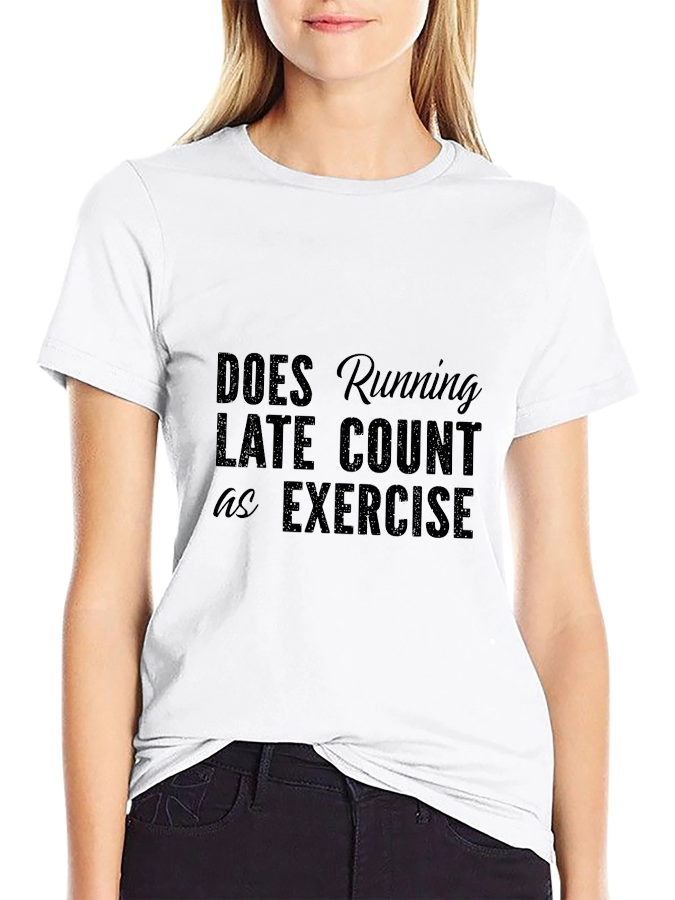 Black Running Late T-Shirt - Funny Exercise Tee view 9