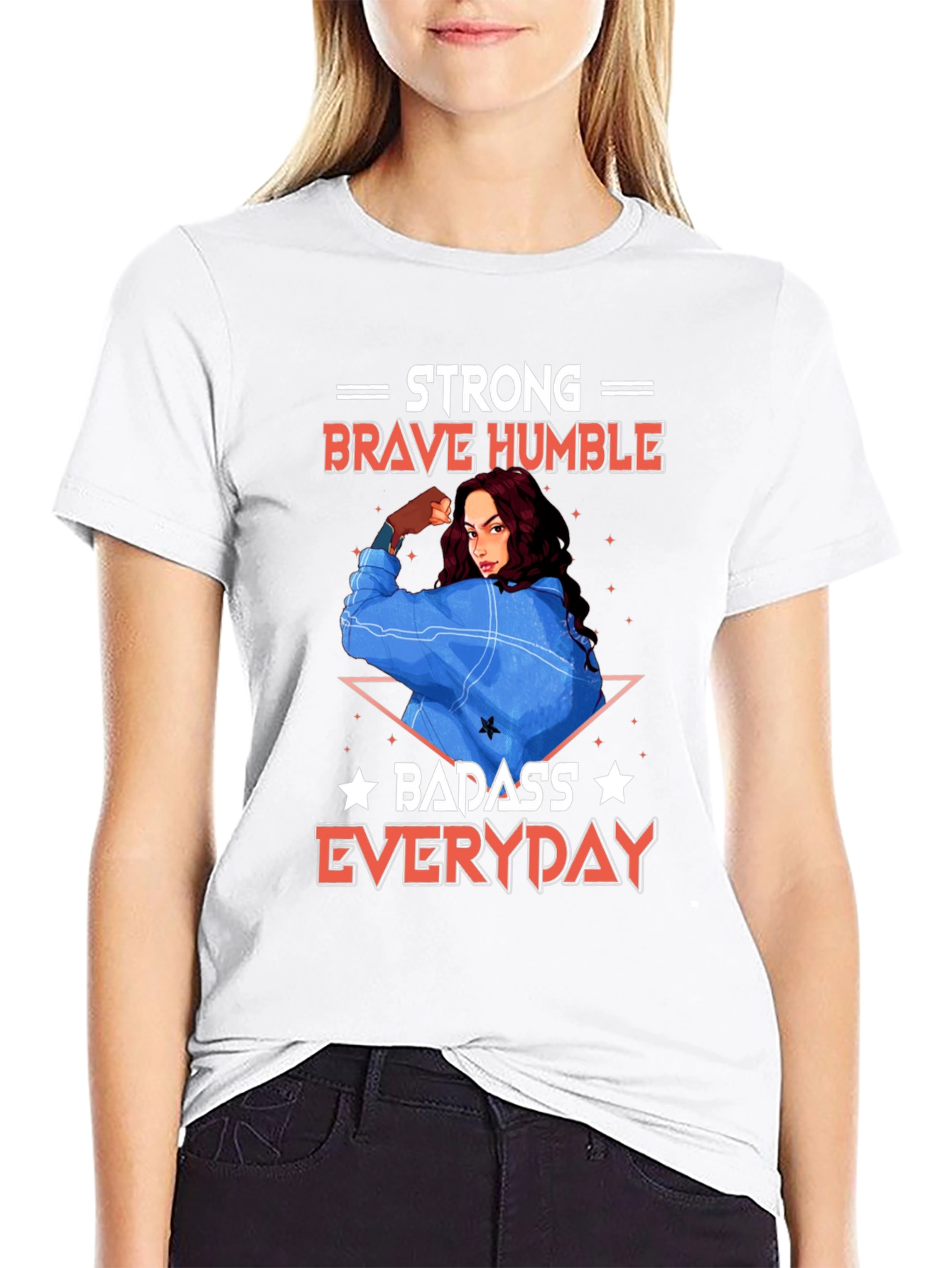 Black Strong Brave Humble Graphic T-Shirt view 9