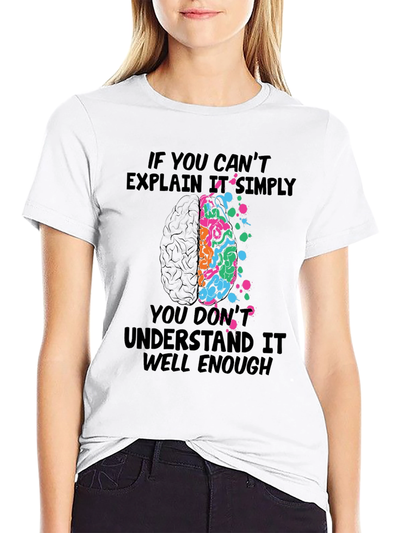 Black Brainy T-Shirt: "If You Can't Explain It Simply" view 9
