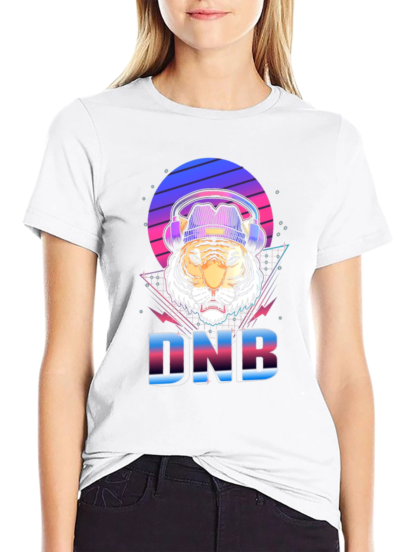 Black DNB Tiger Graphic T-Shirt, EDM Rave Style view 9