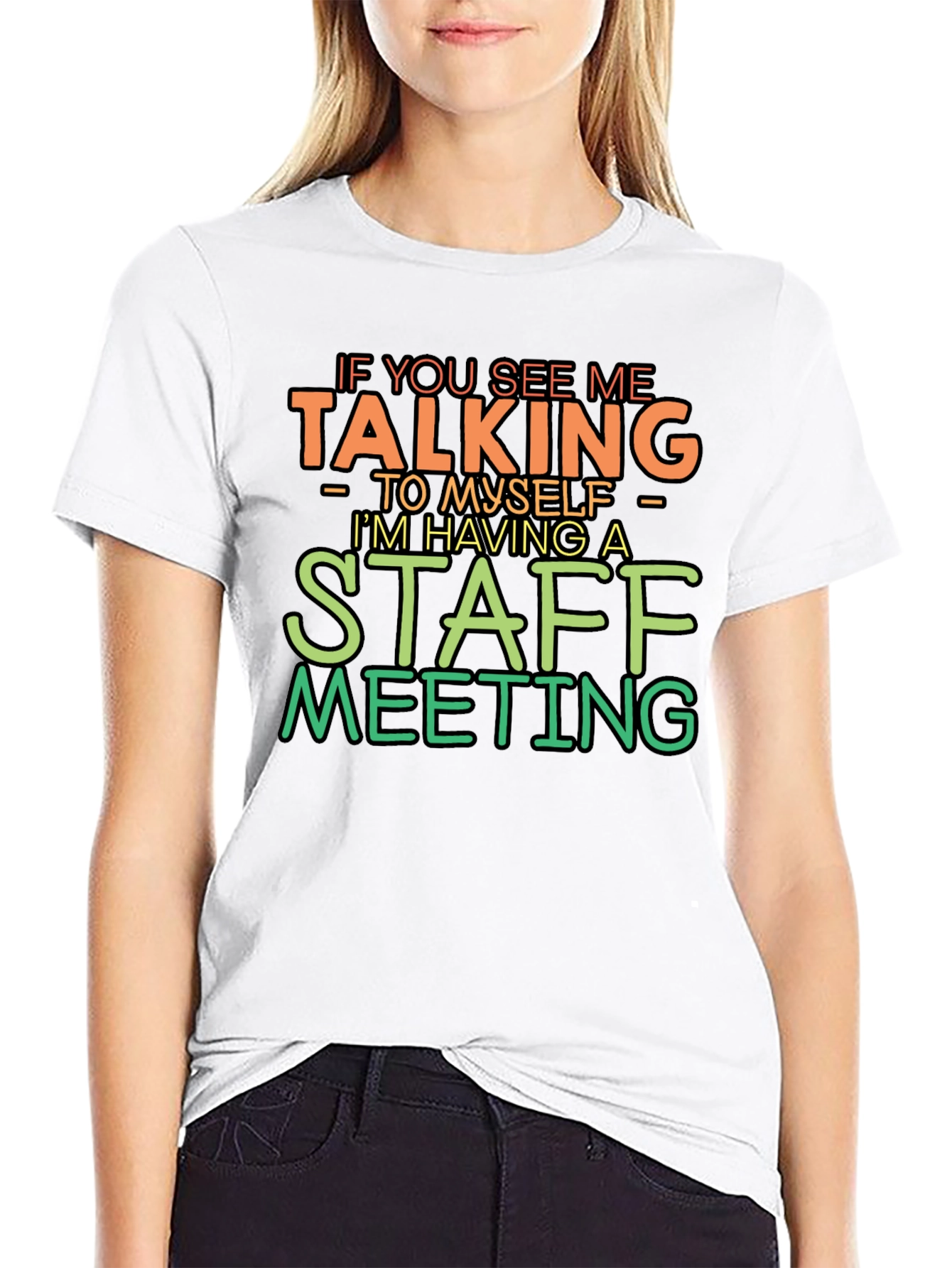 Black Funny Staff Meeting Graphic Tee view 9