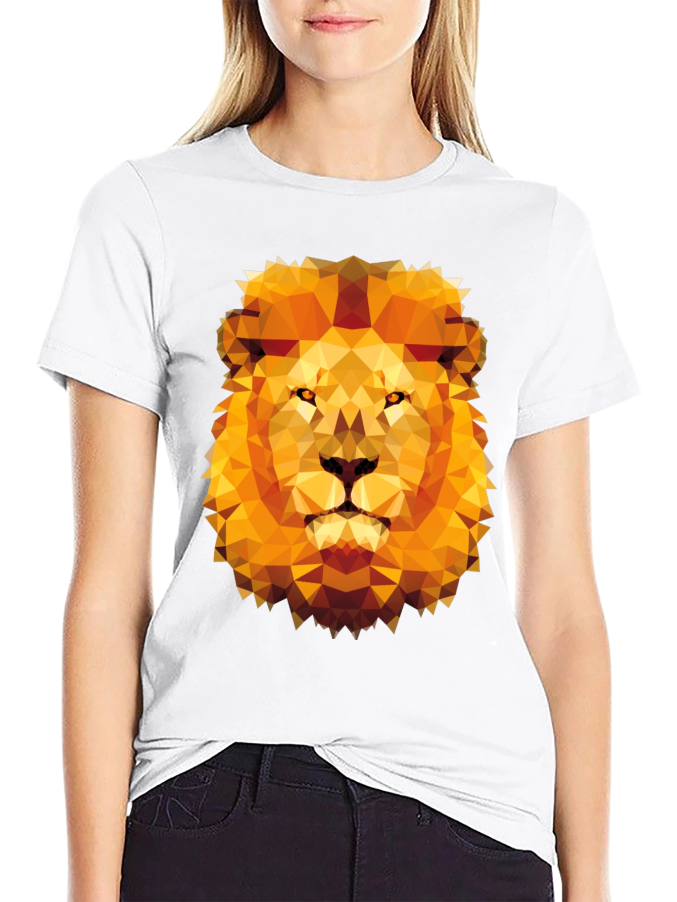 Black Geometric Lion Graphic Tee - Modern Style view 9