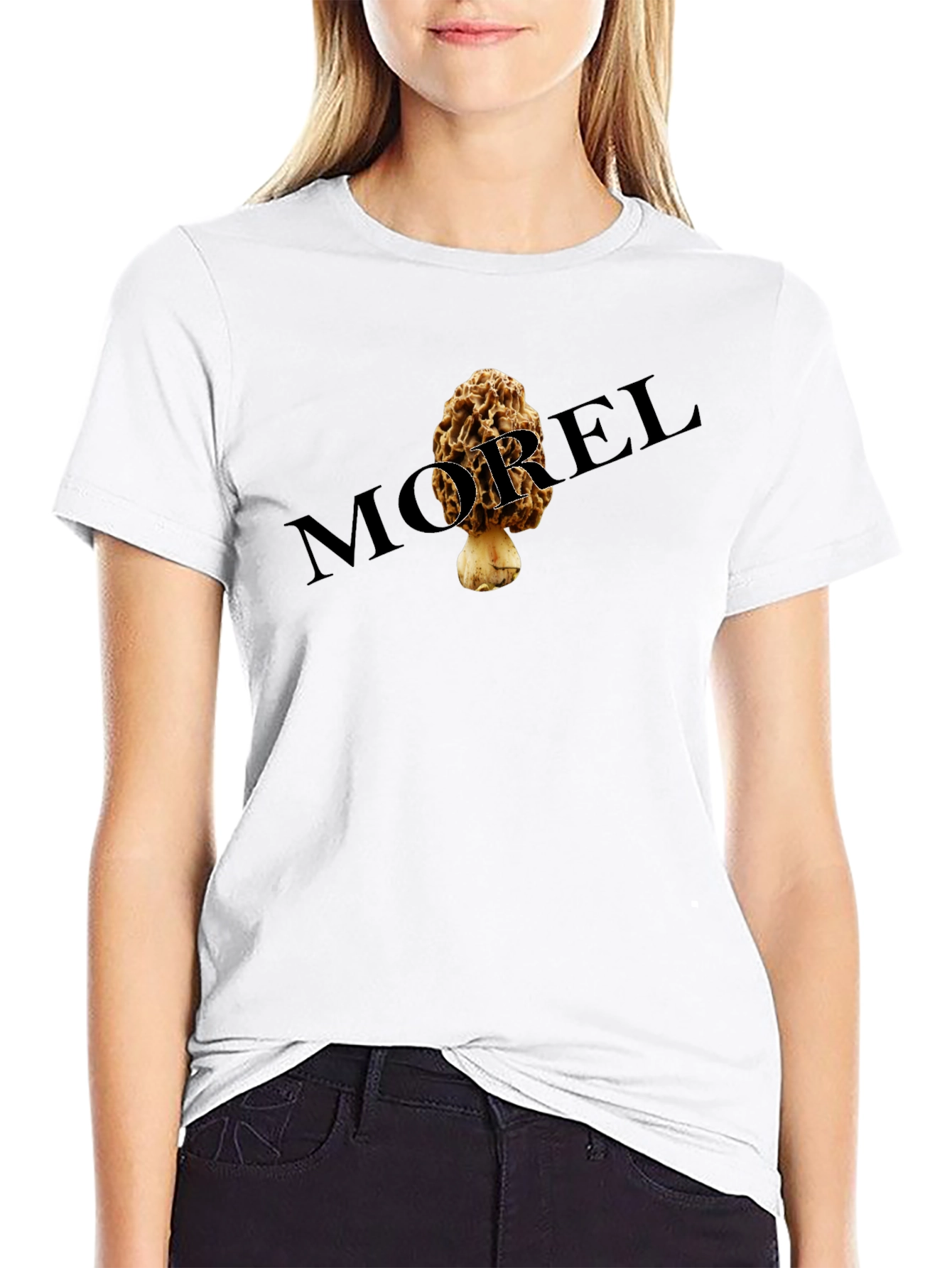 Black Morel Mushroom Graphic Tee - Black Unisex T-Shirt view 9