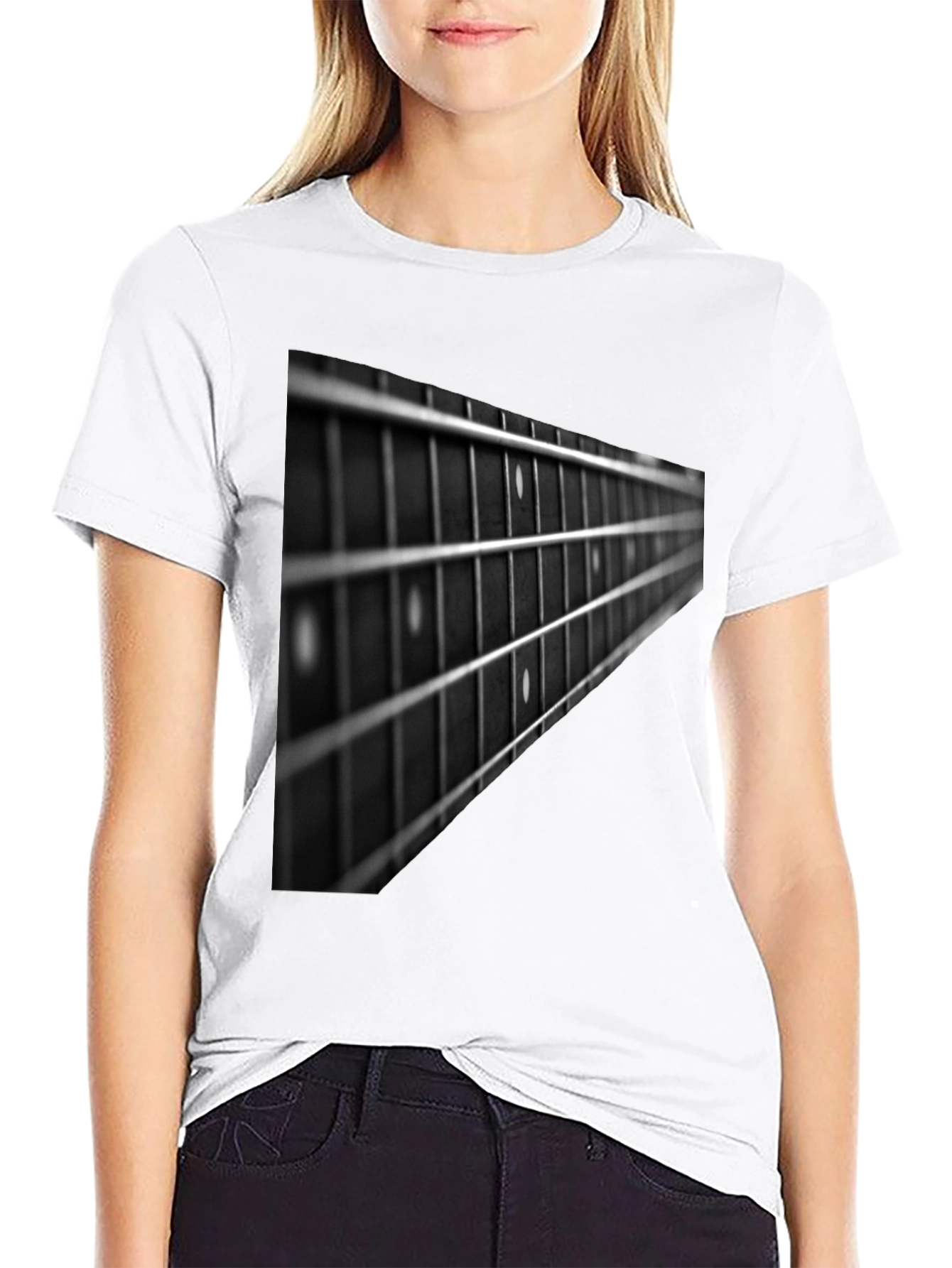 Black Guitar Fretboard Graphic Tee - Black view 9