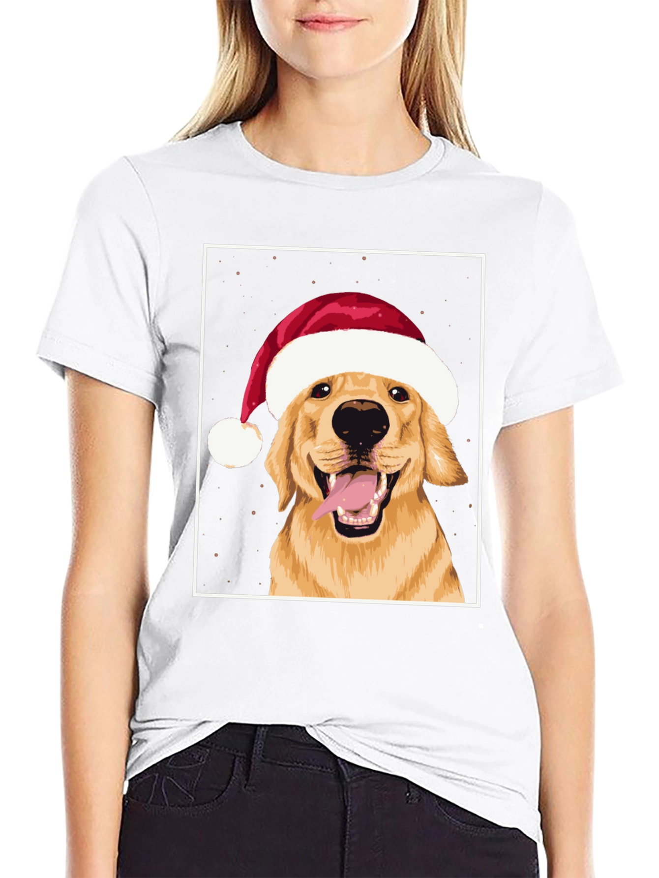 Black Dog in Santa Hat Graphic Tee - Holiday Cheer! view 9