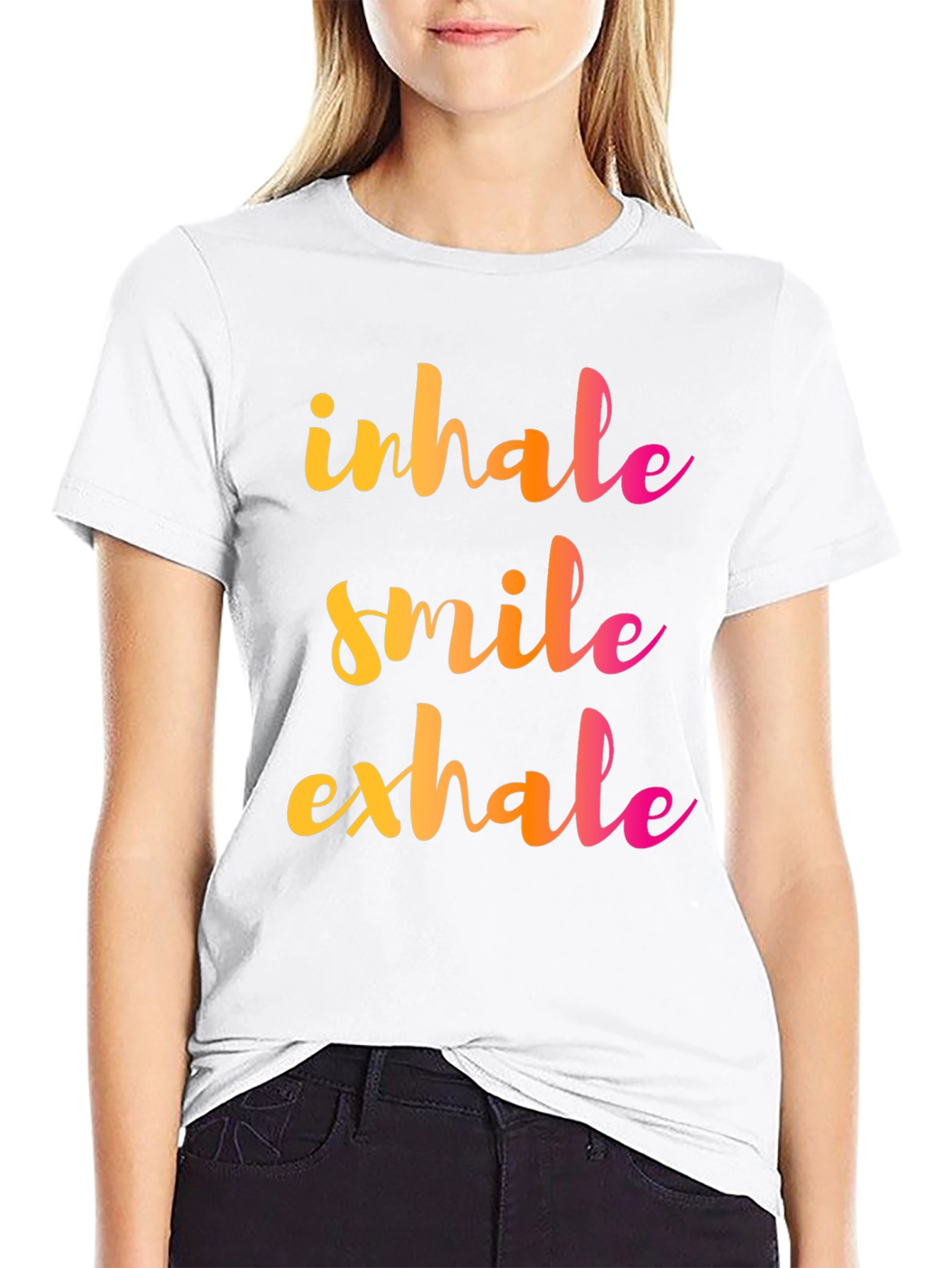 Black Inhale Smile Exhale Graphic Tee - Positive Vibes Shirt view 9