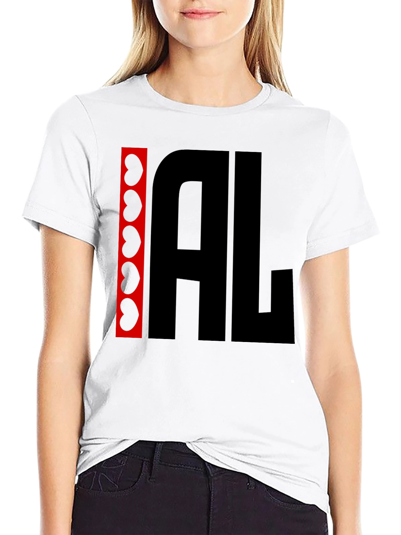 Black I Heart AL Graphic Tee - Black Cotton Shirt view 9