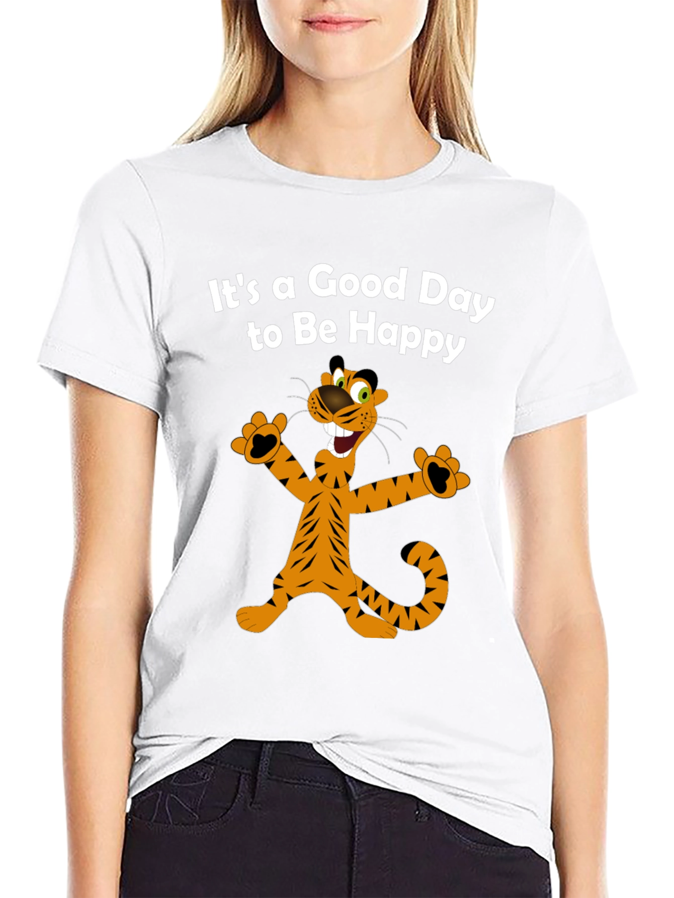 Black Happy Tiger Graphic Tee - It's a Good Day view 9