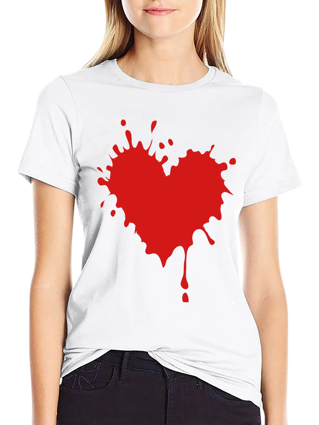 Black Heart Splatter Graphic Tee - Black T-Shirt view 9