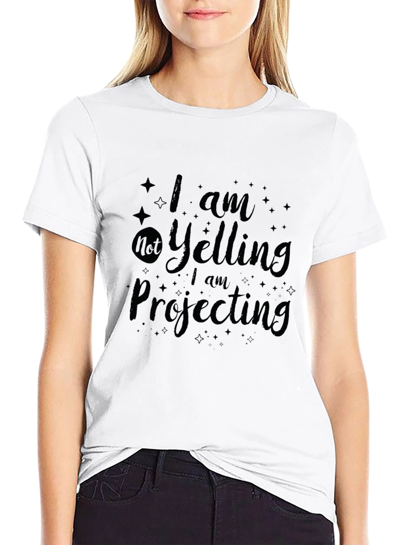 Black Humorous Graphic Tee - I am Projecting view 9