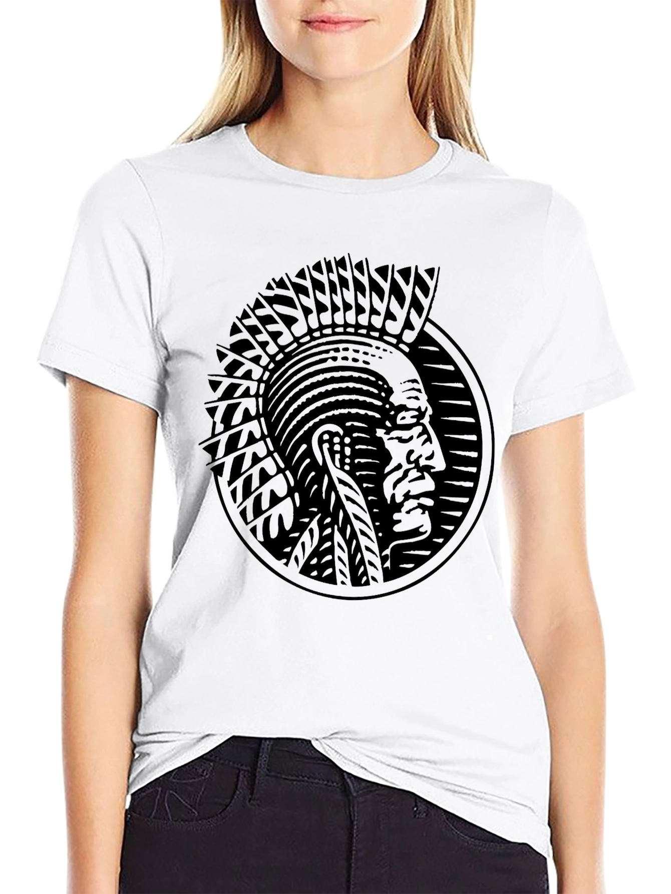 Black Tribal Chief Graphic Black T-Shirt view 9