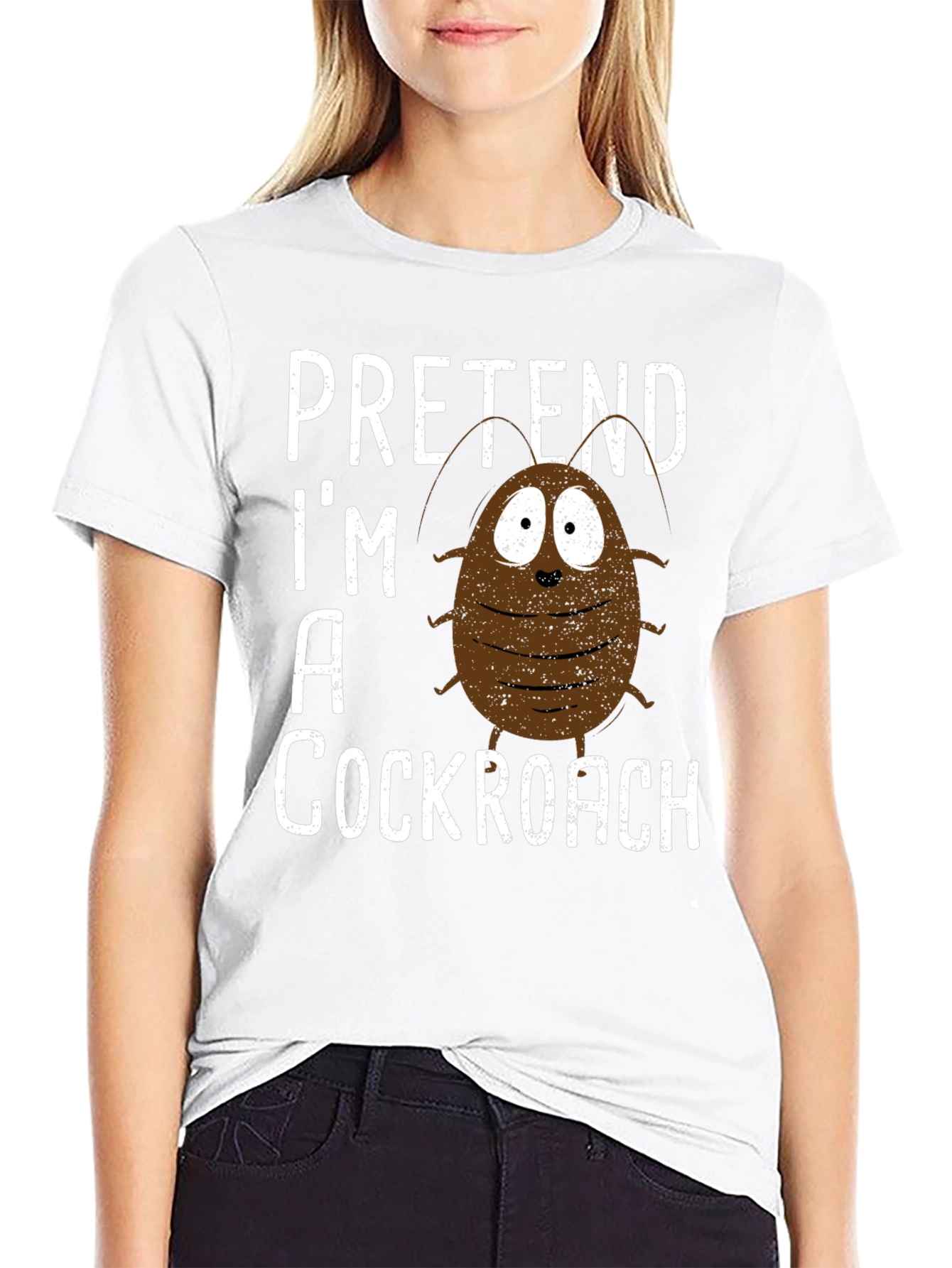 Black Pretend I'm A Cockroach Graphic Tee view 9