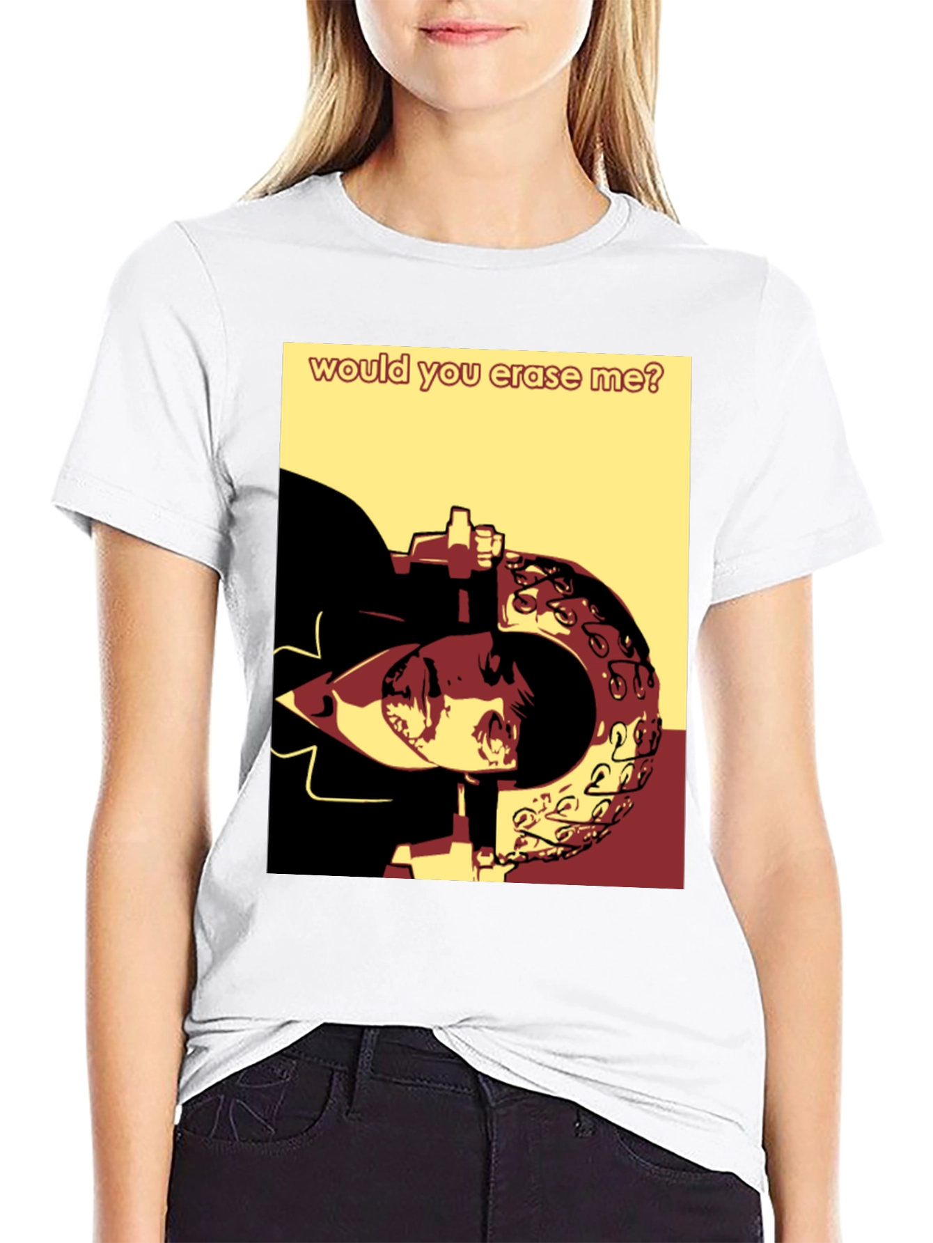 Black Would You Erase Me Graphic Tee view 9