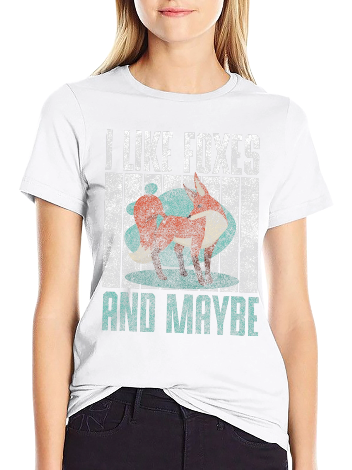 Black I Like Foxes and Maybe T-Shirt - Funny Fox Lover Tee view 9