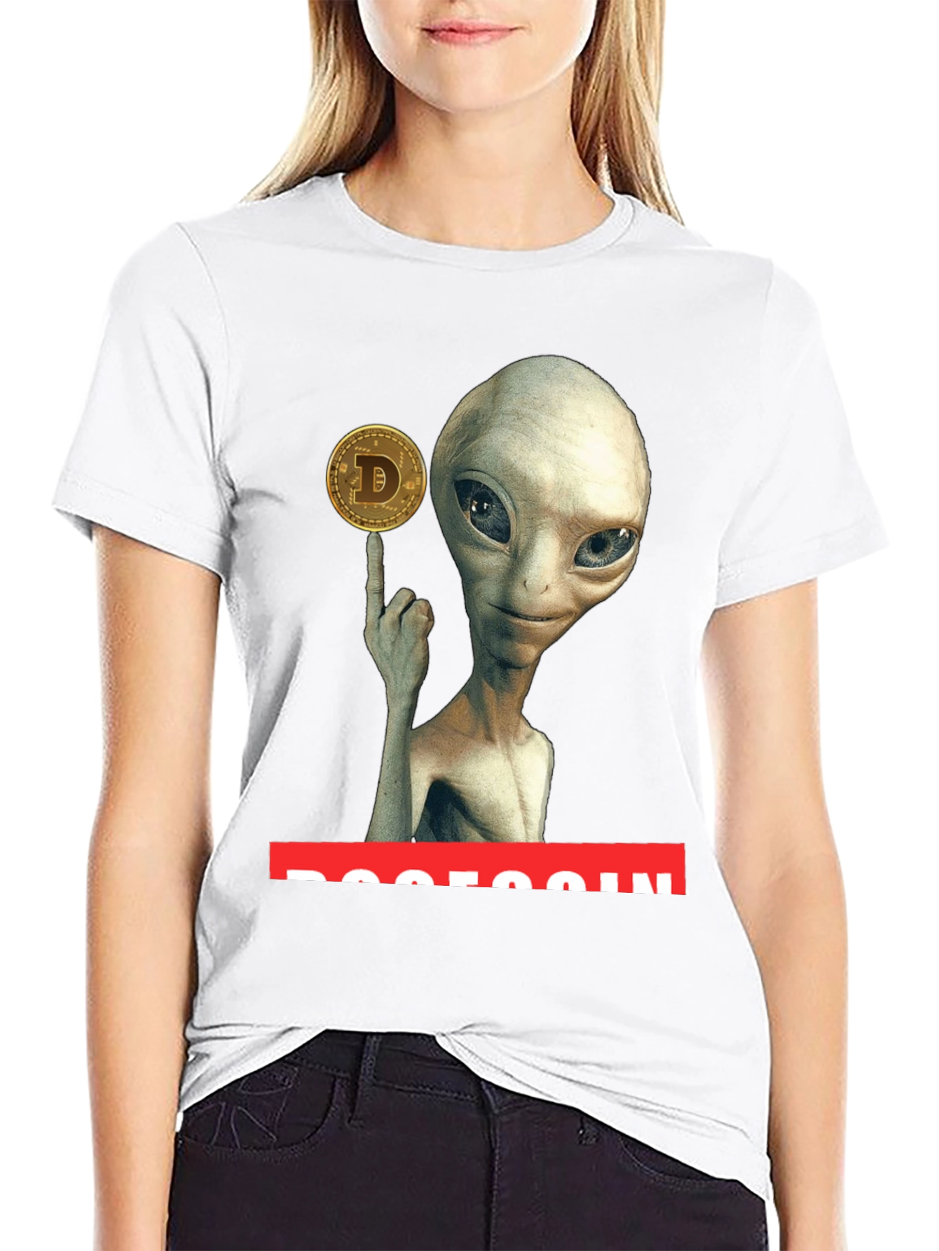 Black Alien Dogecoin T-Shirt - Crypto Tee view 9