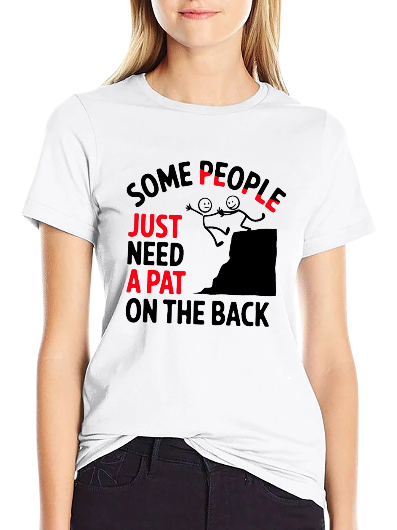 Black Funny "Pat on the Back" Graphic T-Shirt view 9