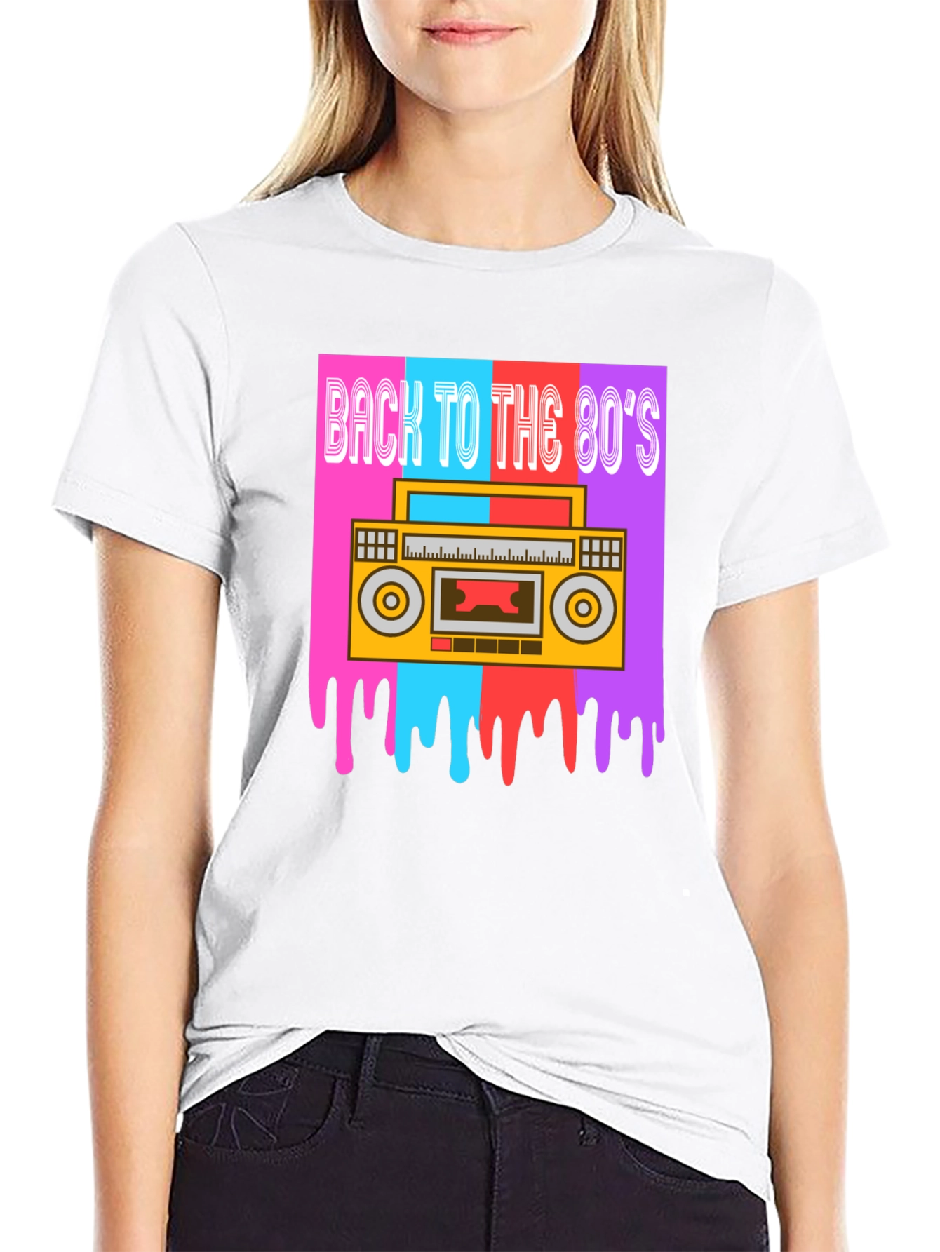 Black Retro 80s Boombox Graphic Tee view 9