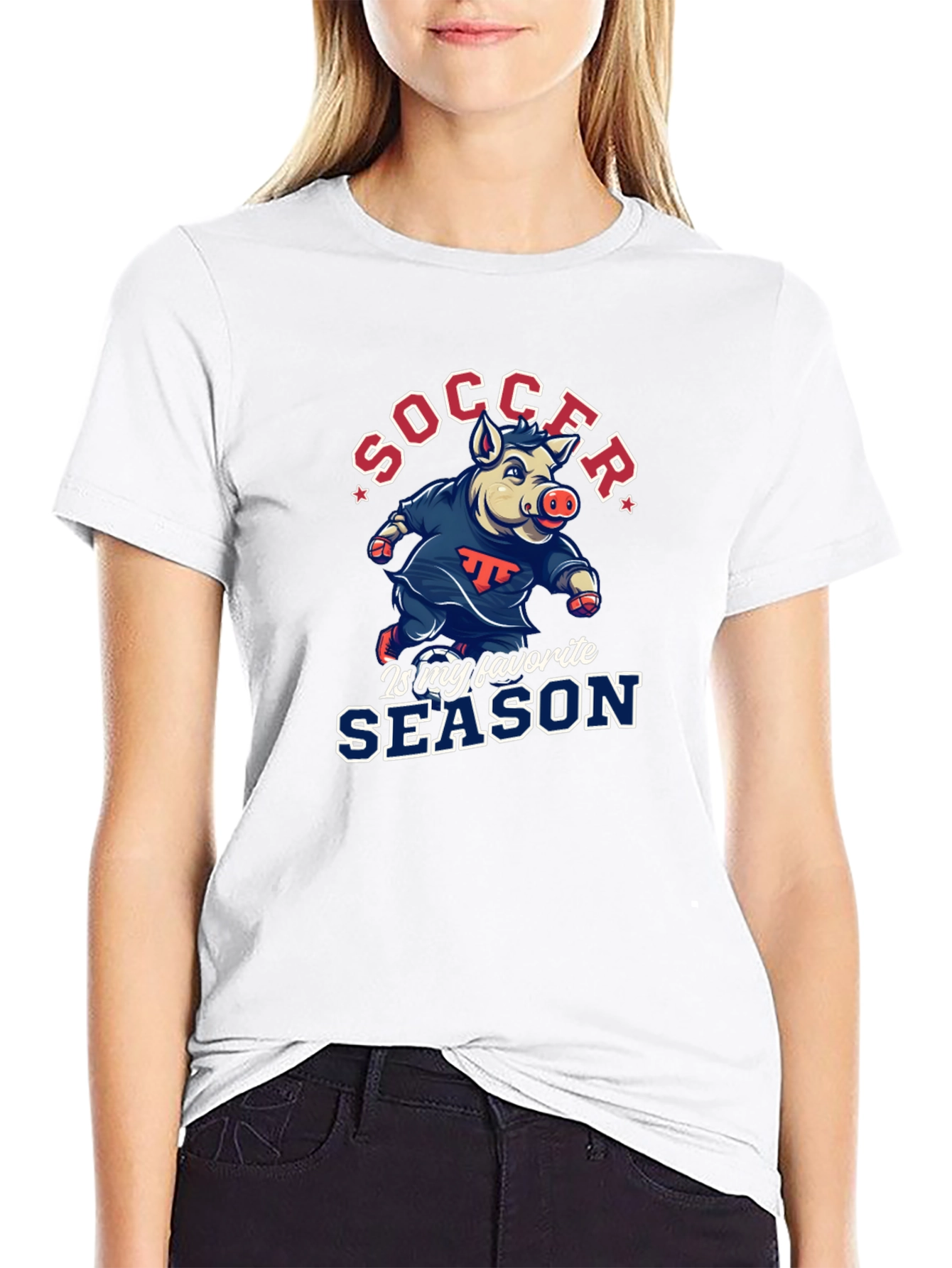 Black Soccer Pig T-Shirt - Favorite Season Tee view 9