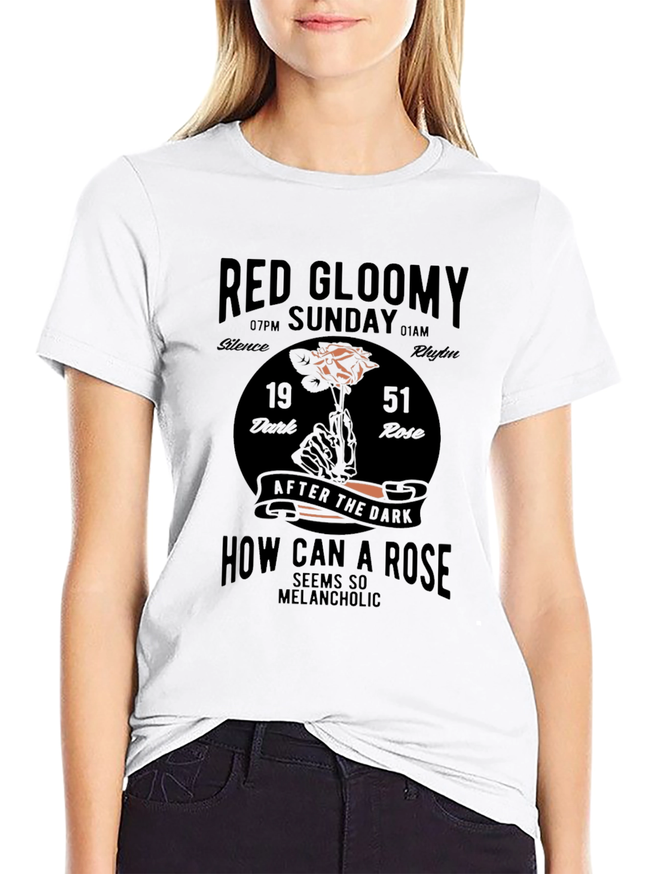 Black Red Gloomy Sunday Graphic T-Shirt view 9