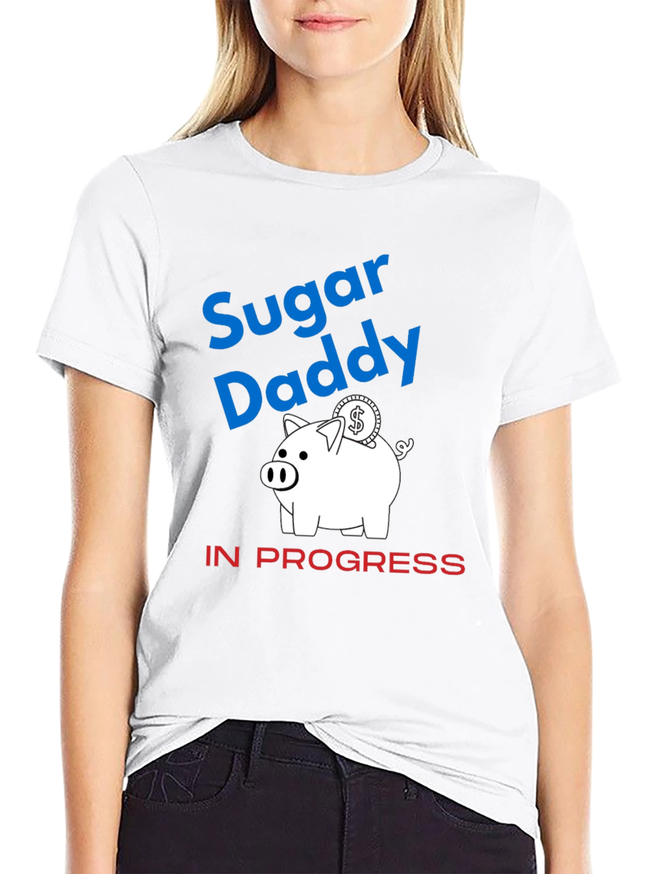 Black Sugar Daddy in Progress Piggy Bank Funny Graphic T-Shirt view 9
