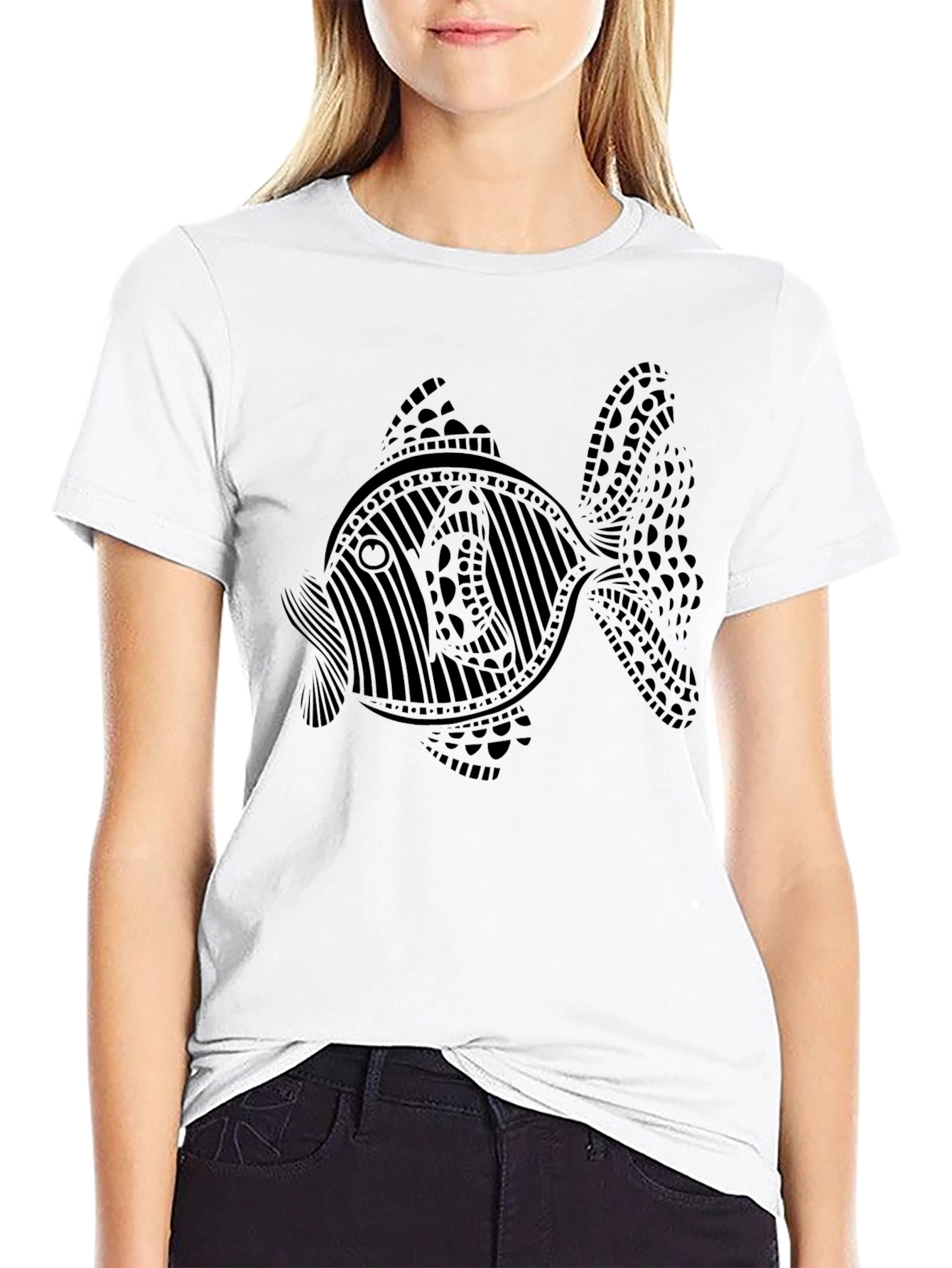 Black Black Fish Graphic T-Shirt view 9