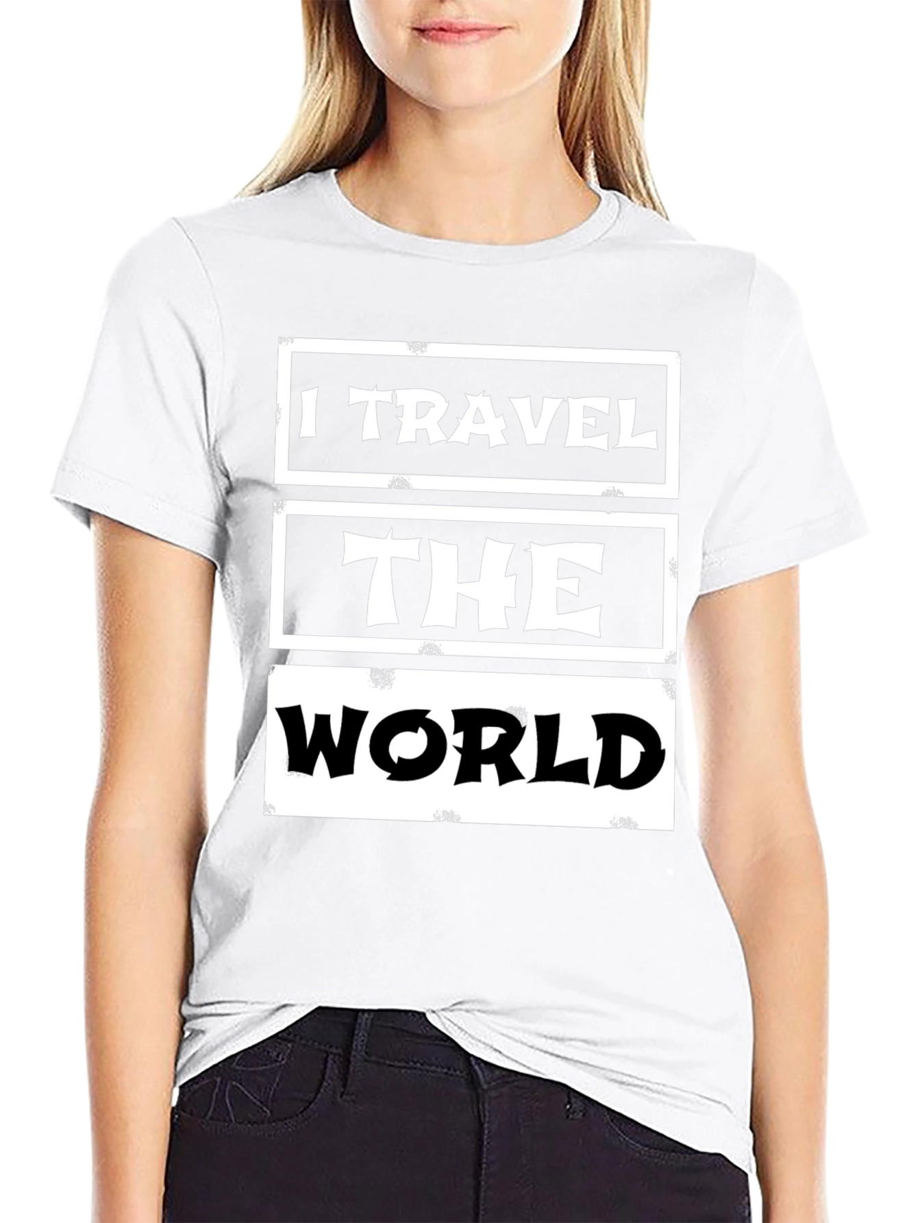 Black I Travel The World Graphic Tee - Black Cotton Casual T-Shirt view 9