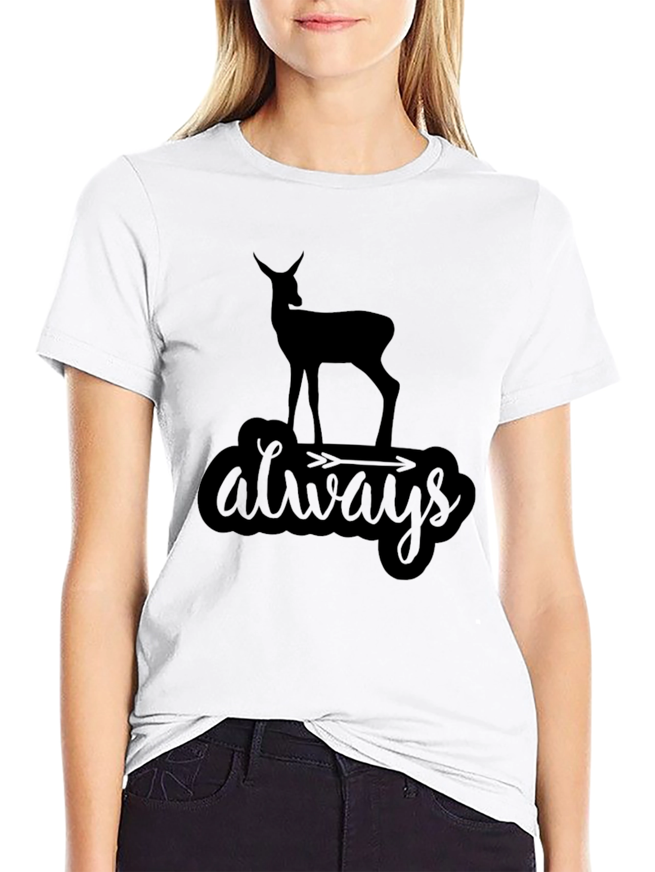 Black Always Deer Black Graphic Tee view 9